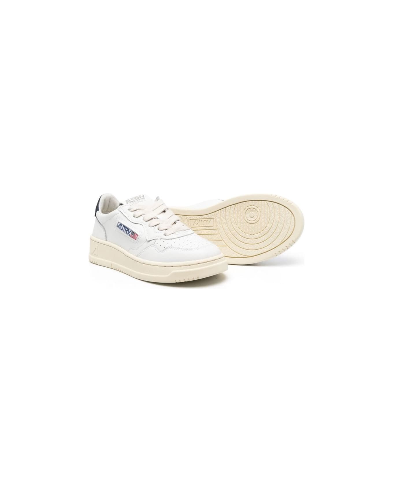 Autry Contrasting Heel Sneaker - WHITE