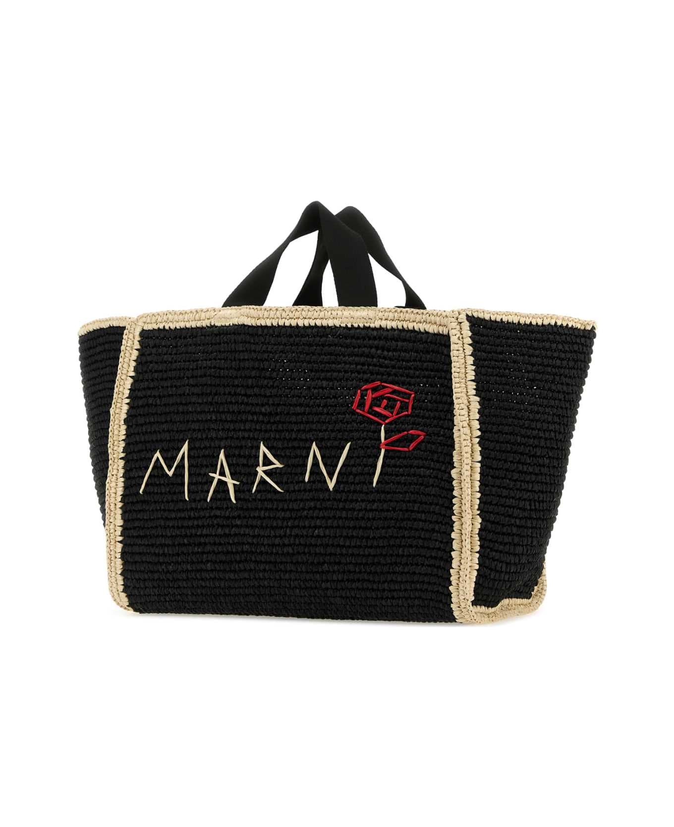 Marni Black Raffia Shopping Bag - ZO762