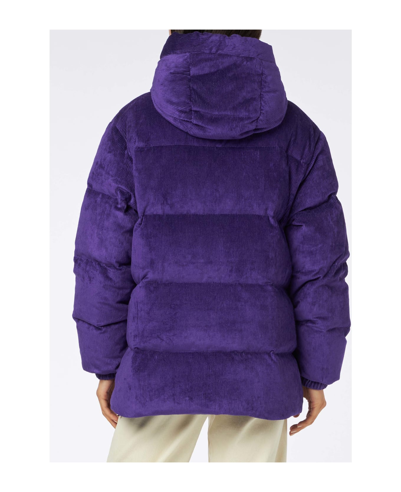MC2 Saint Barth Woman Purple Corduroy Down Padded Jacket With Hoodie - PINK