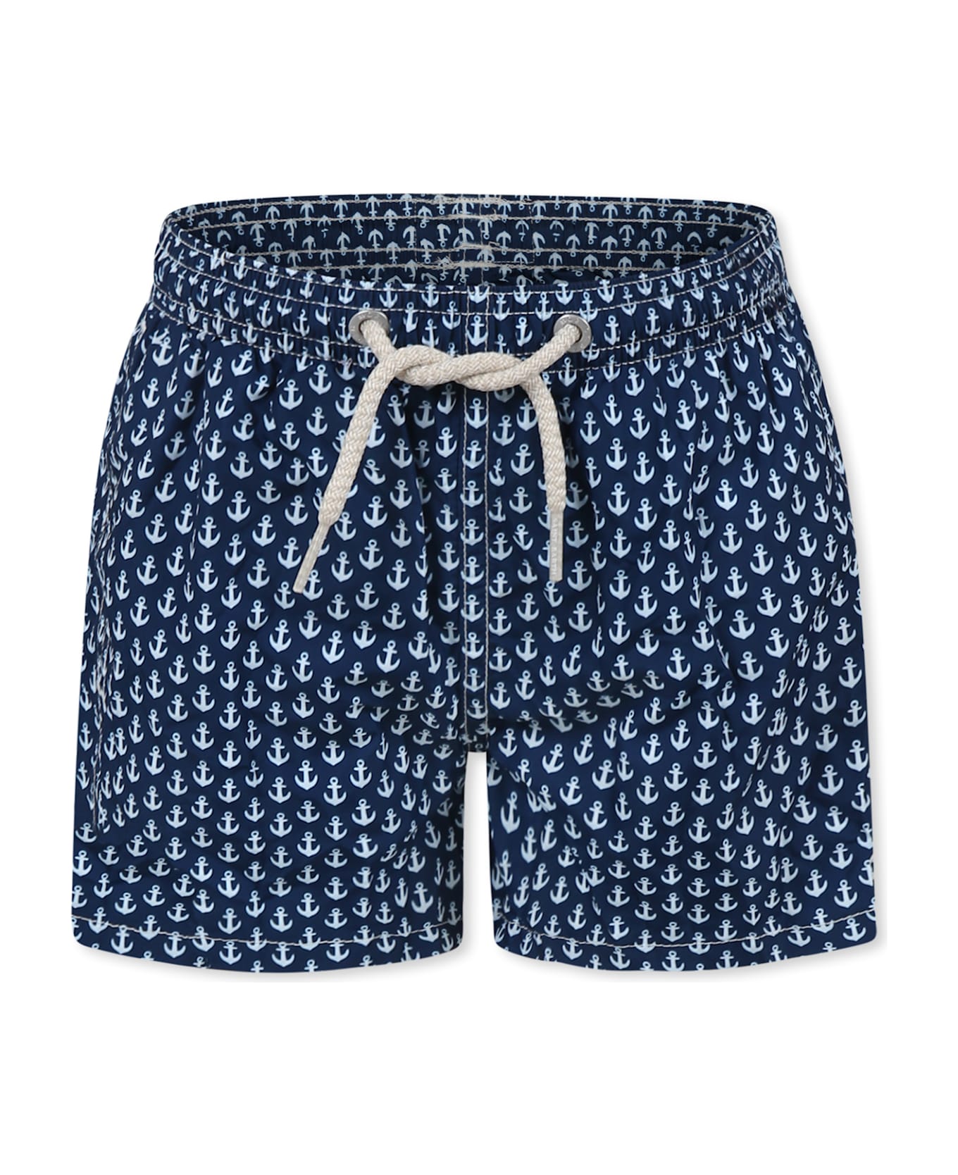 MC2 Saint Barth Blue Swim Shorts For Boy With Anchor Print - Blue