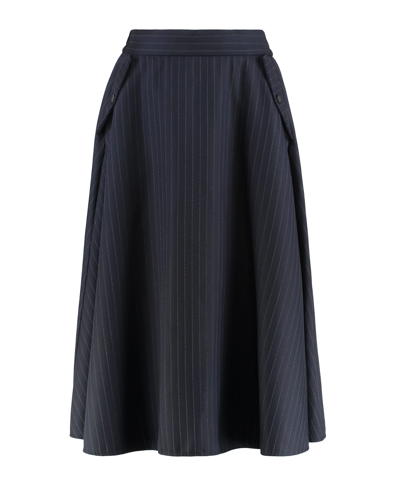 Golden Goose Gonna Midi In Lana In English Is: Midi Dress In Wool. - Blue