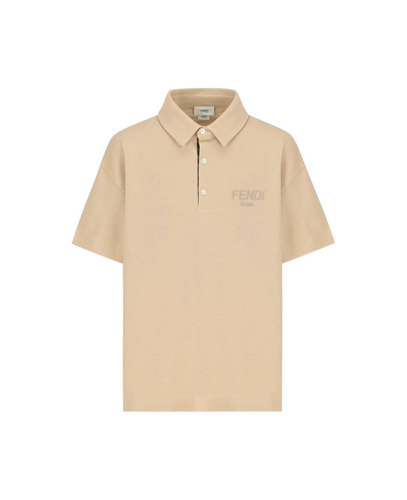 Fendi Logo Embroidered Polo Shirt - Beige シャツ