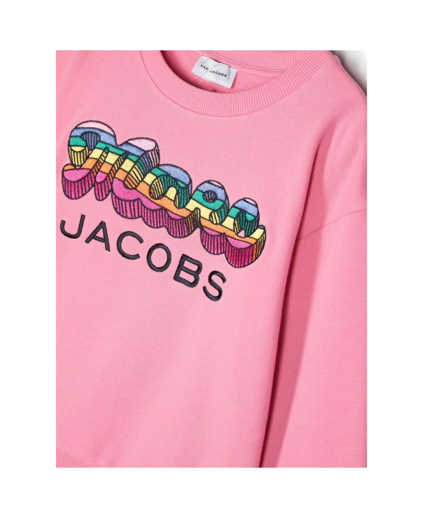Little Marc Jacobs Pink Crewneck Sweatshirt With Embroidered Logo In Cotton Girl - Pink