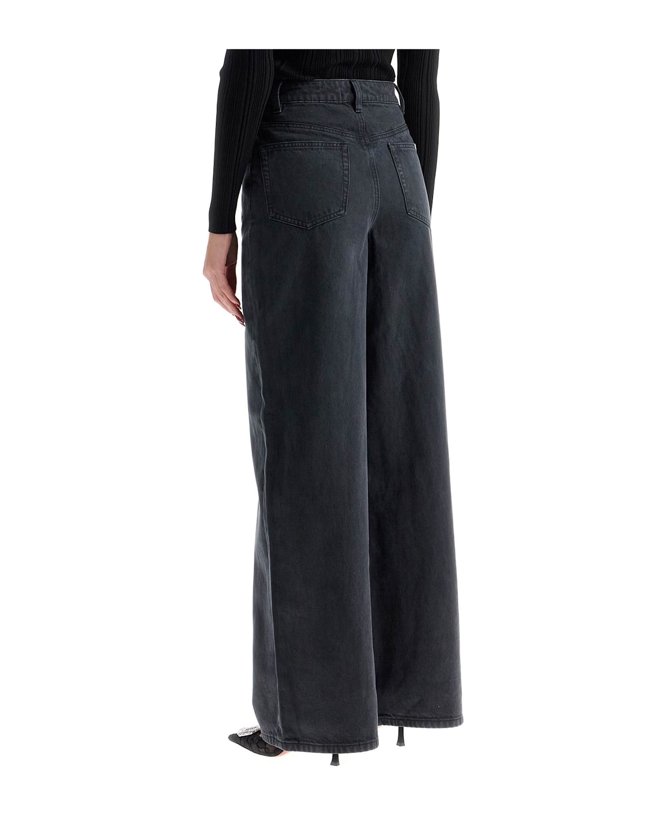 self-portrait Wide Leg Gray Jeans - GREY (Black)