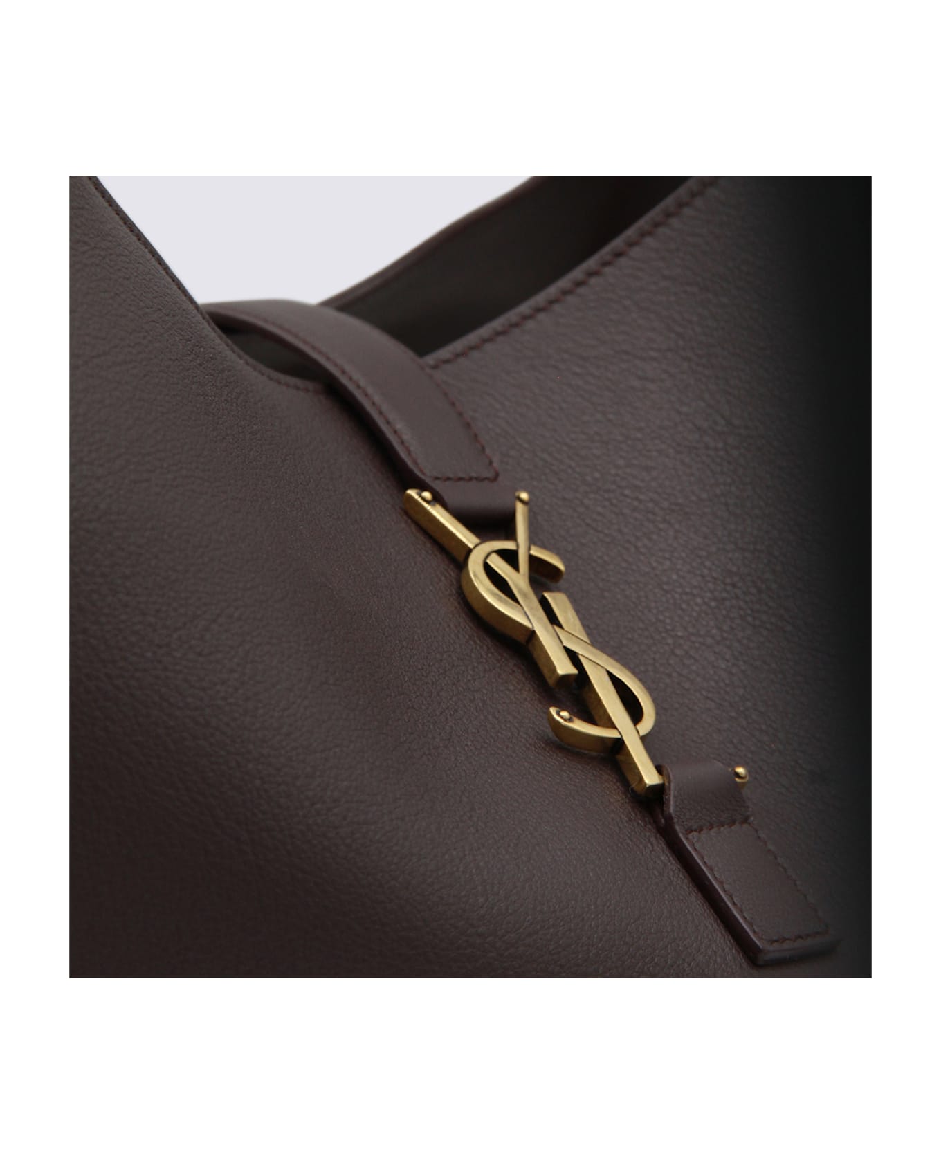 Saint Laurent Brown Leather Le 5 A 7 Shoulder Bag - DARK CURRANT