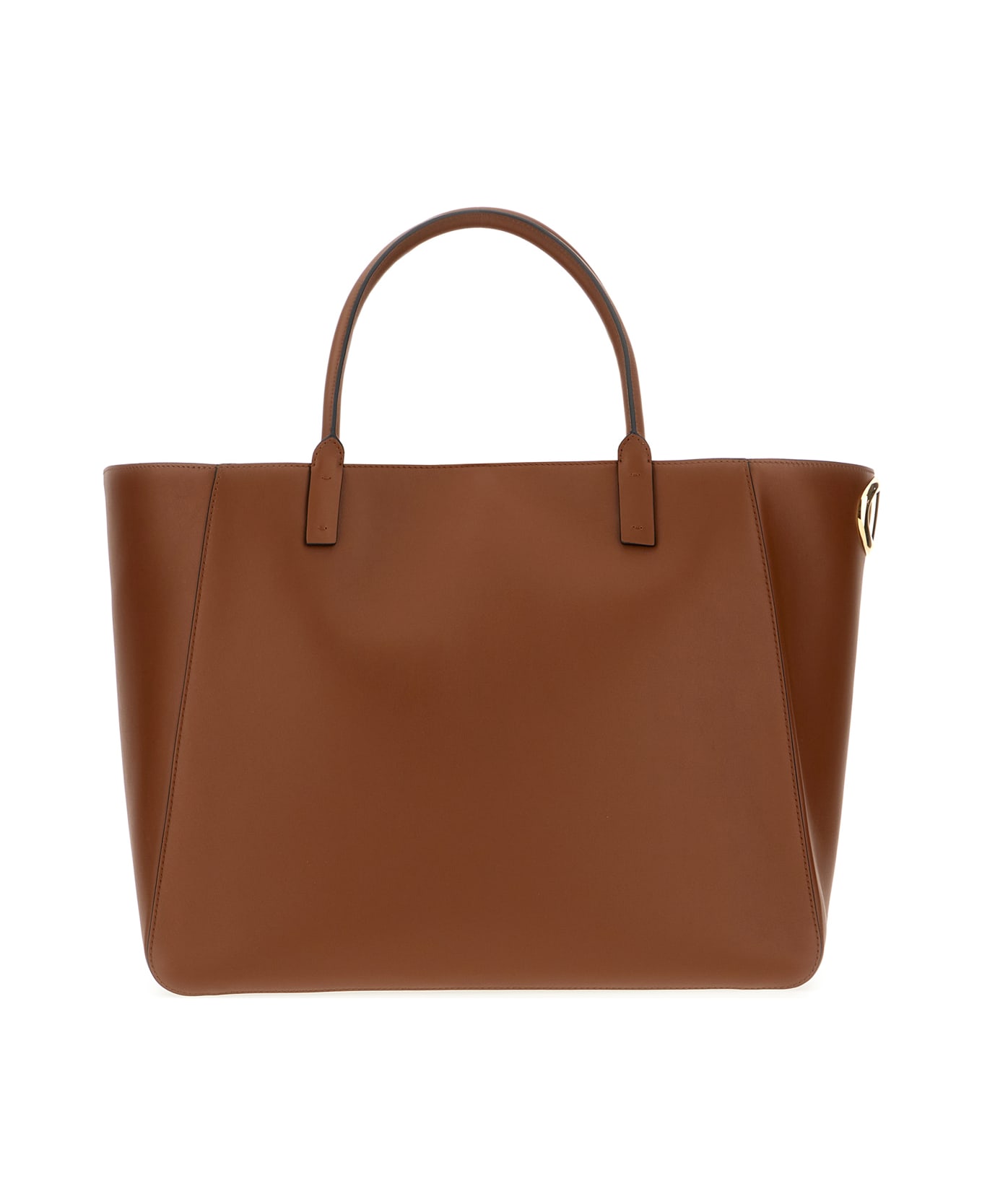 Valentino Garavani Brown Leather Shopping Bag - TOBACCO