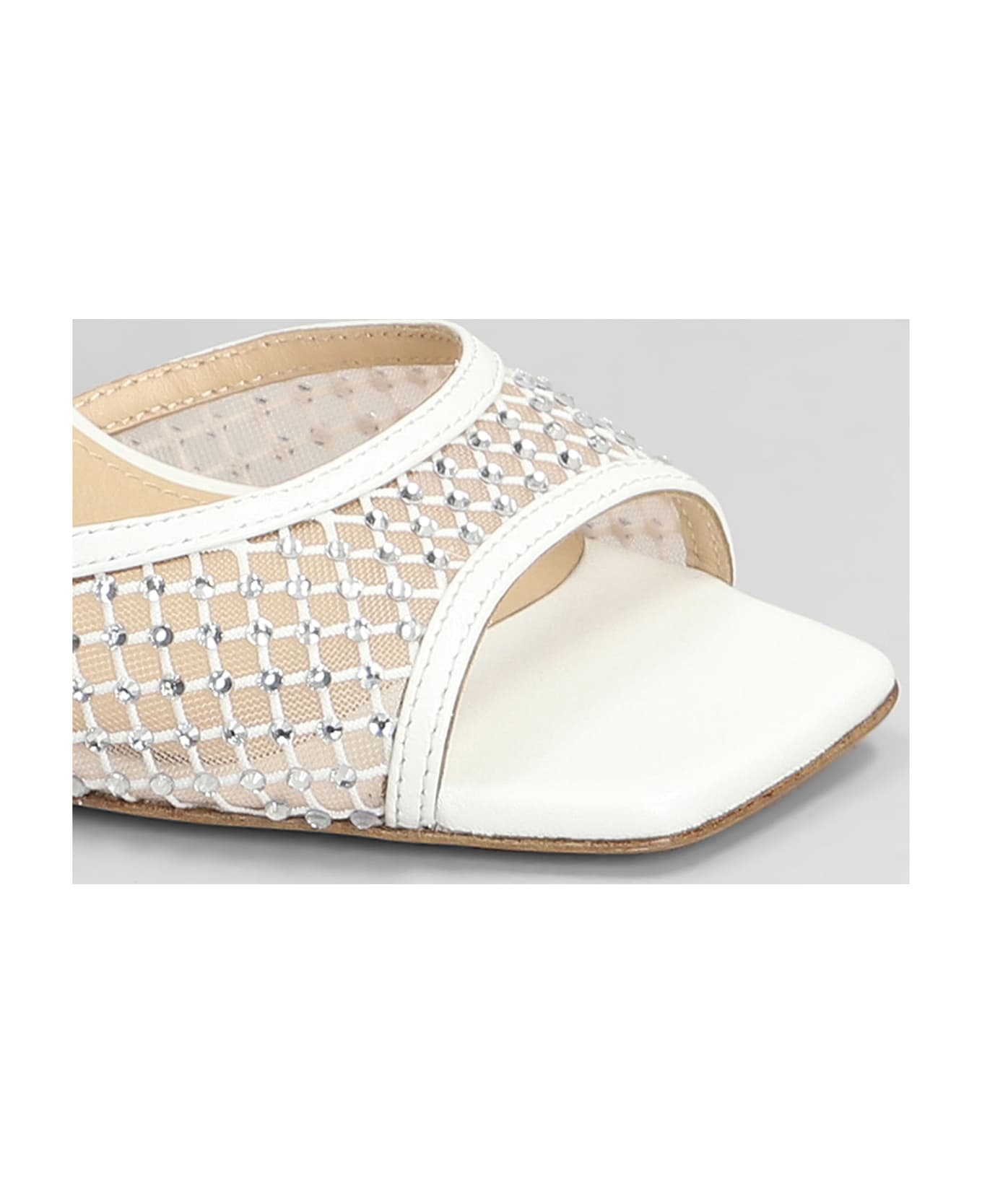 Lola Cruz Carmen 95 Sandals In White Leather And Fabric - white