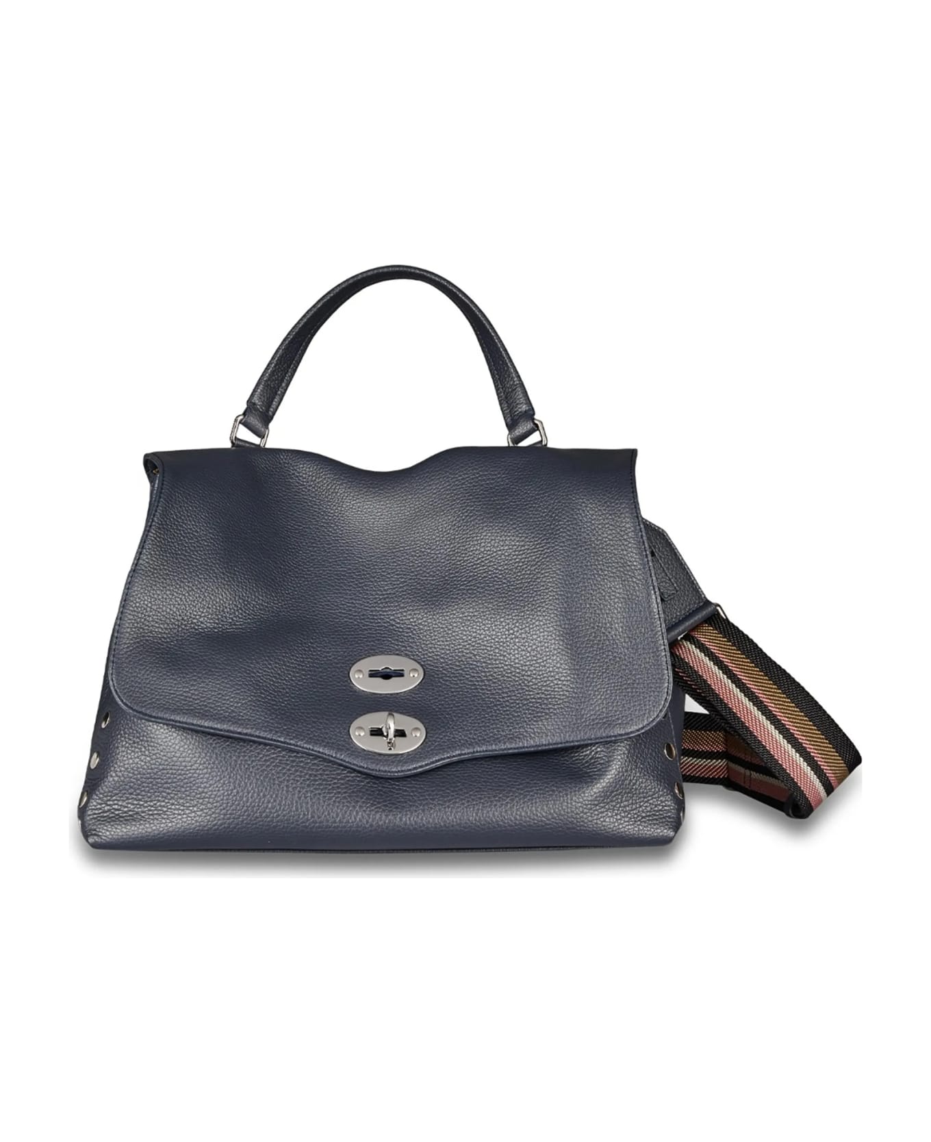 Zanellato Postina Daily Day Leather Bag With Shoulder Strap - DARK NAVY