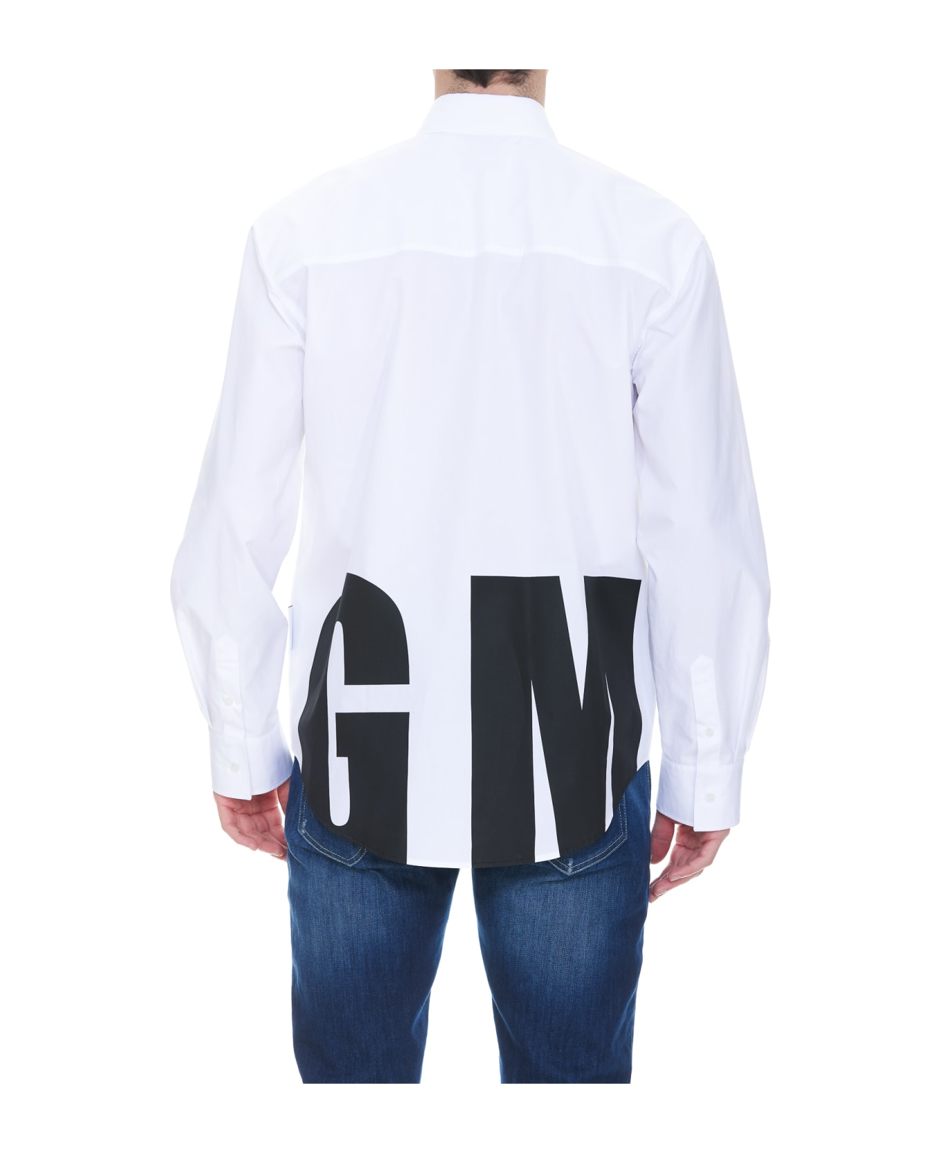 MSGM Poplin Shirt With Maxi Logo MSGM - WHITE シャツ