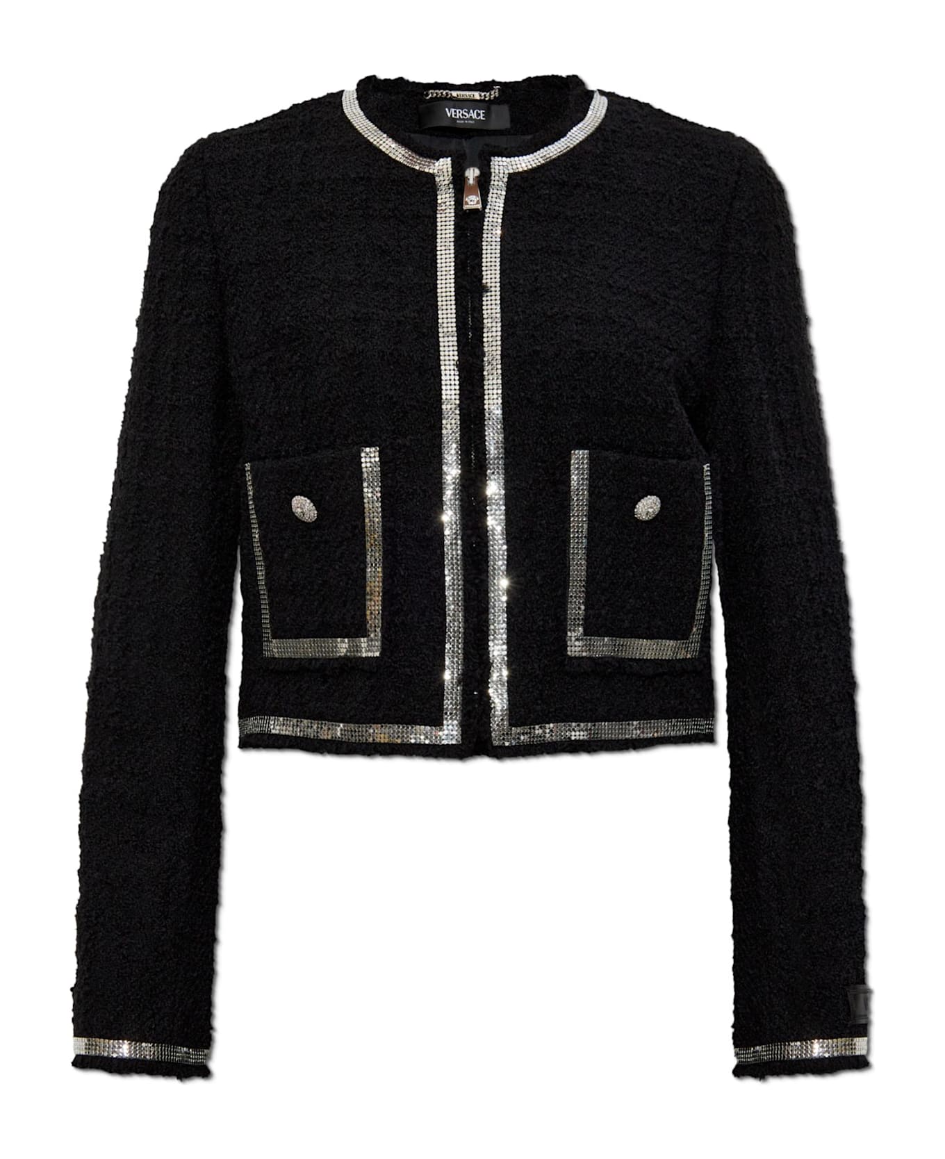 Versace Blazer With Shimmering Appliqués - Black