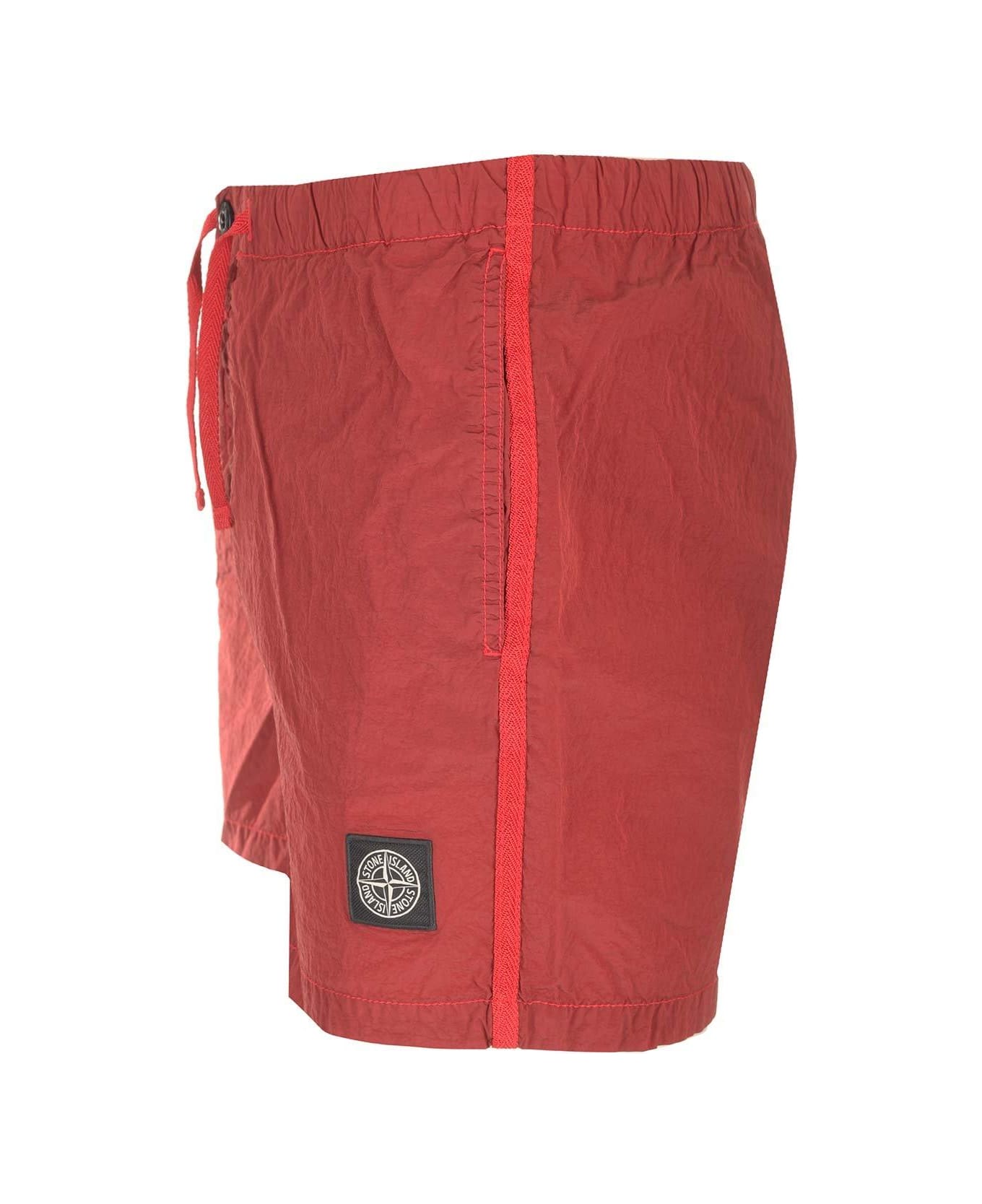 Stone Island Compass Patch Swim Shorts - Red ショートパンツ