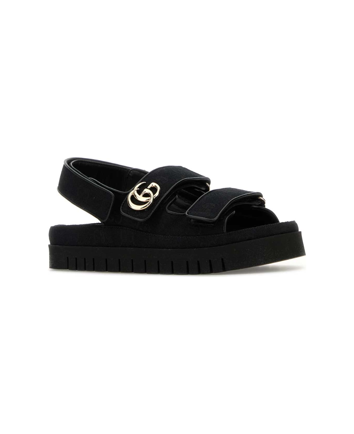 Gucci Gg Fabric Sandals - BLACKBLACK