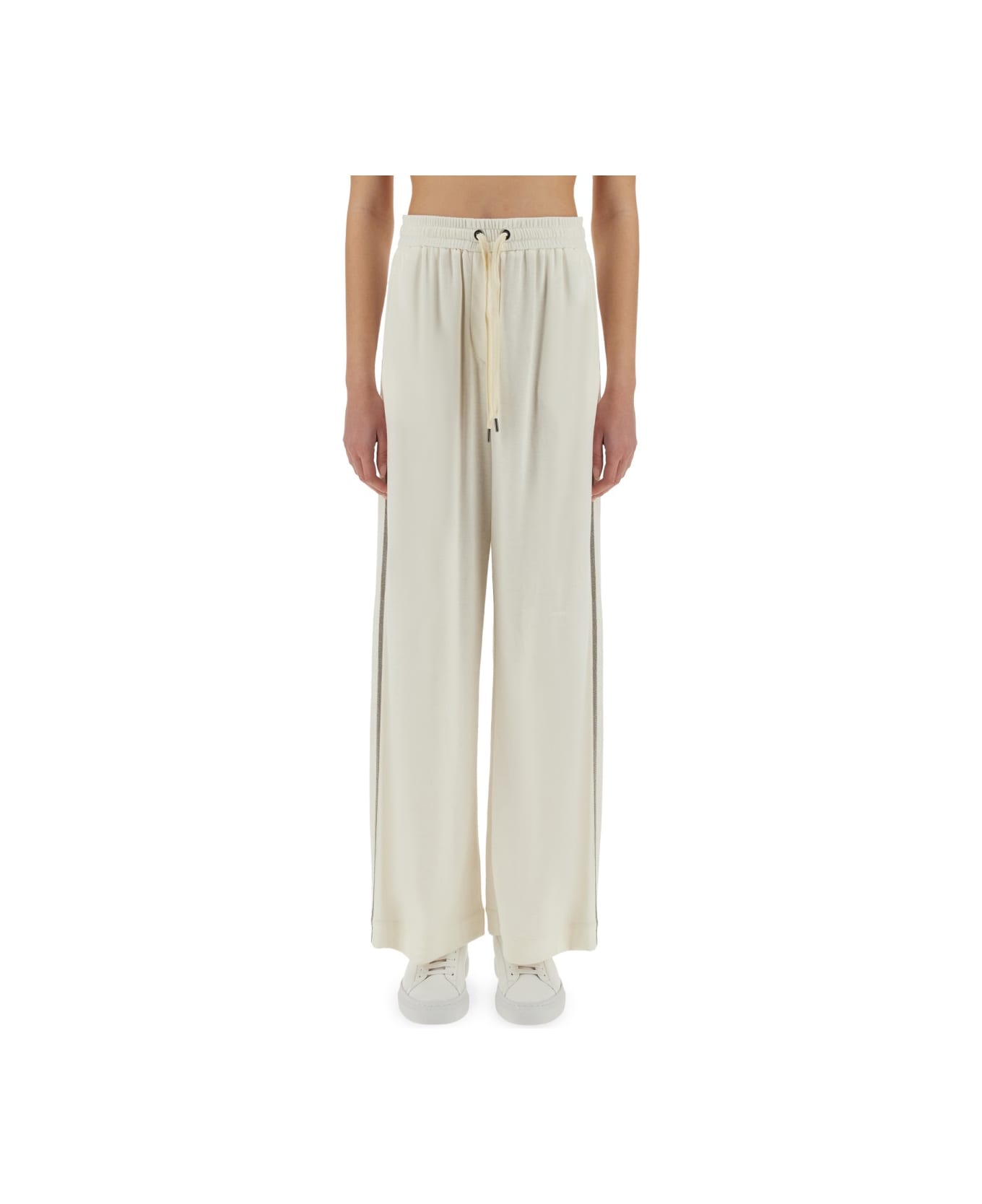 Brunello Cucinelli Track Pants With Necklace - IVORY