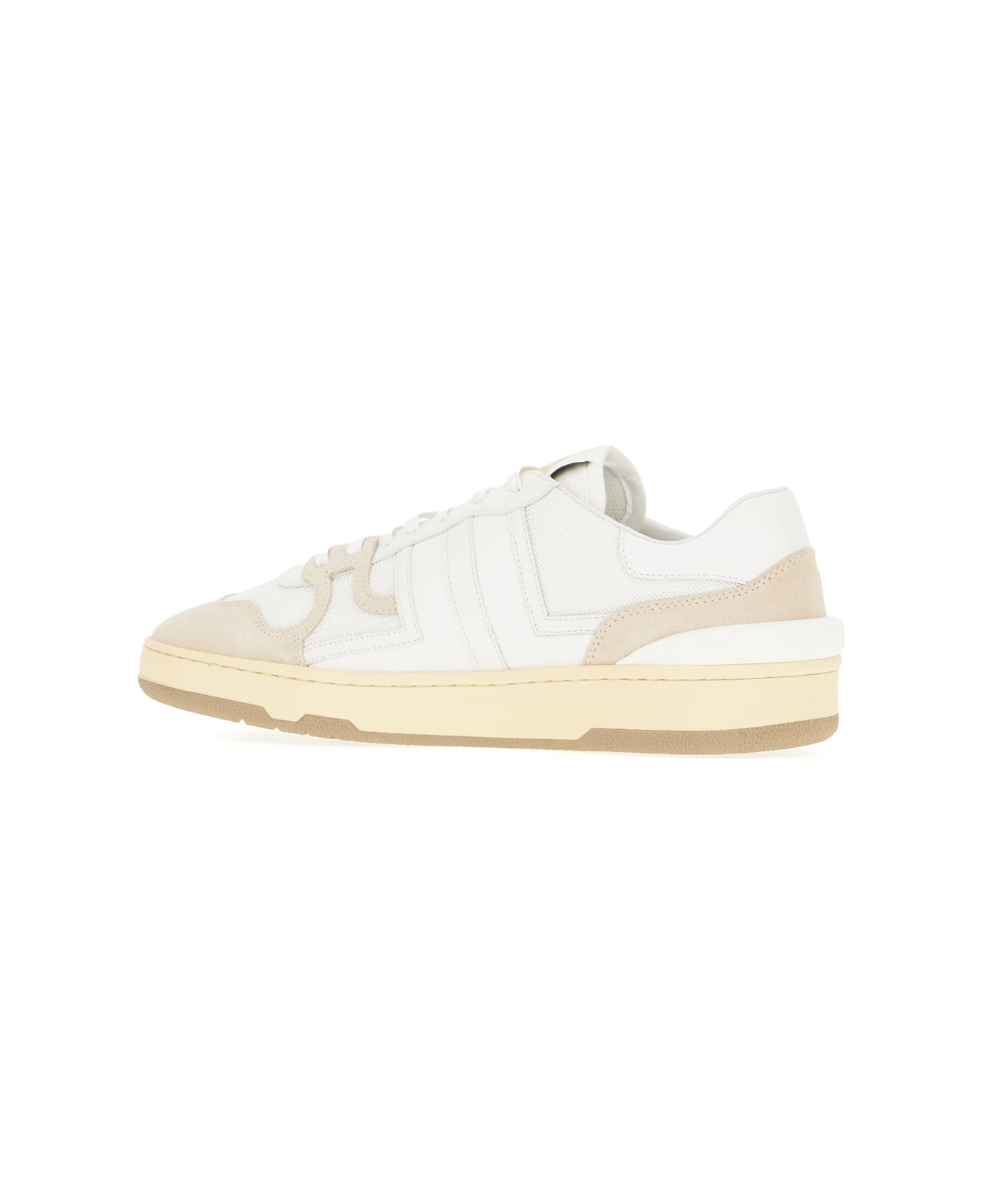 Lanvin Two-tone Leather And Fabric Clay Sneakers - White