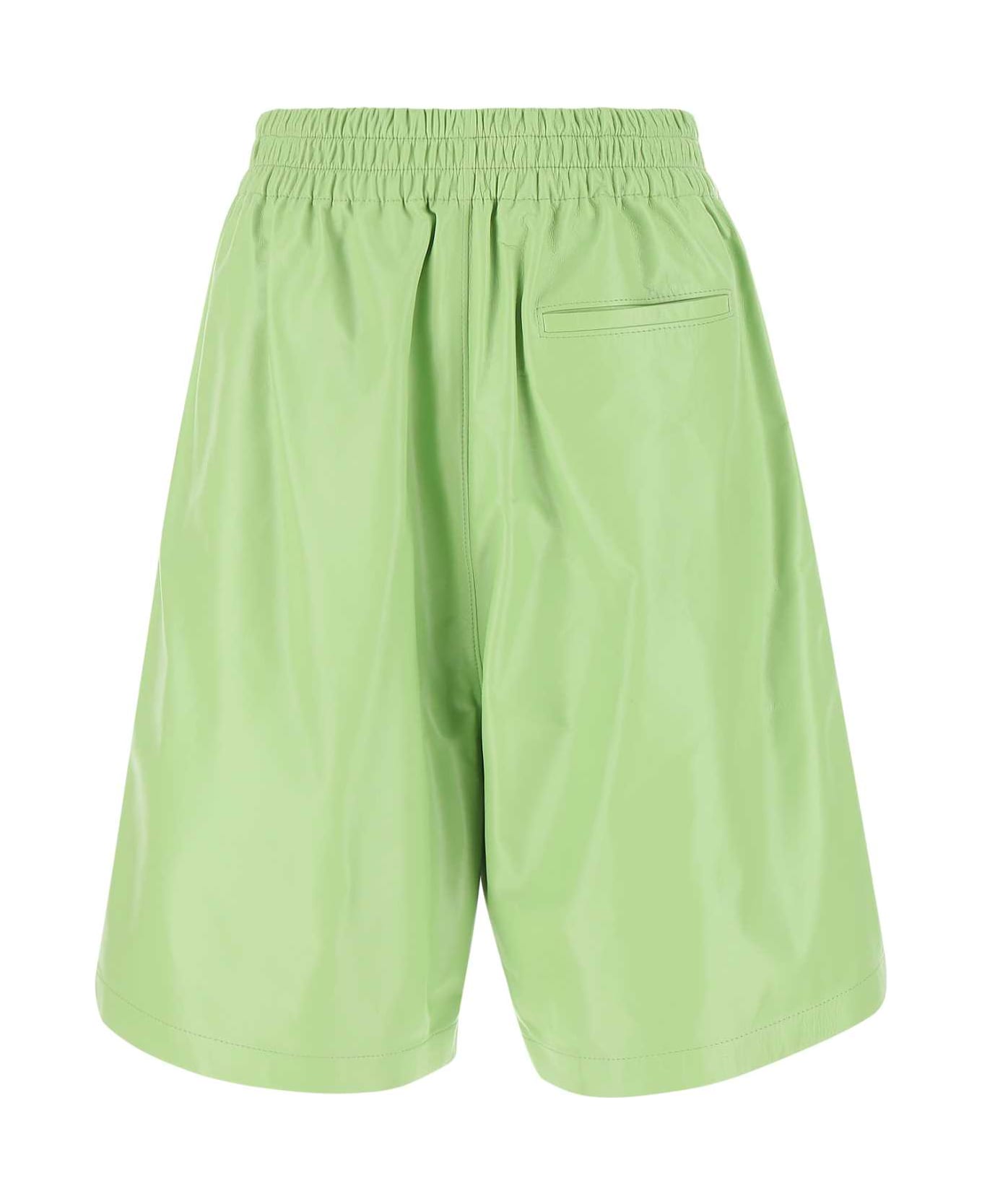 Bottega Veneta Pastel Green Leather Shorts - 3516