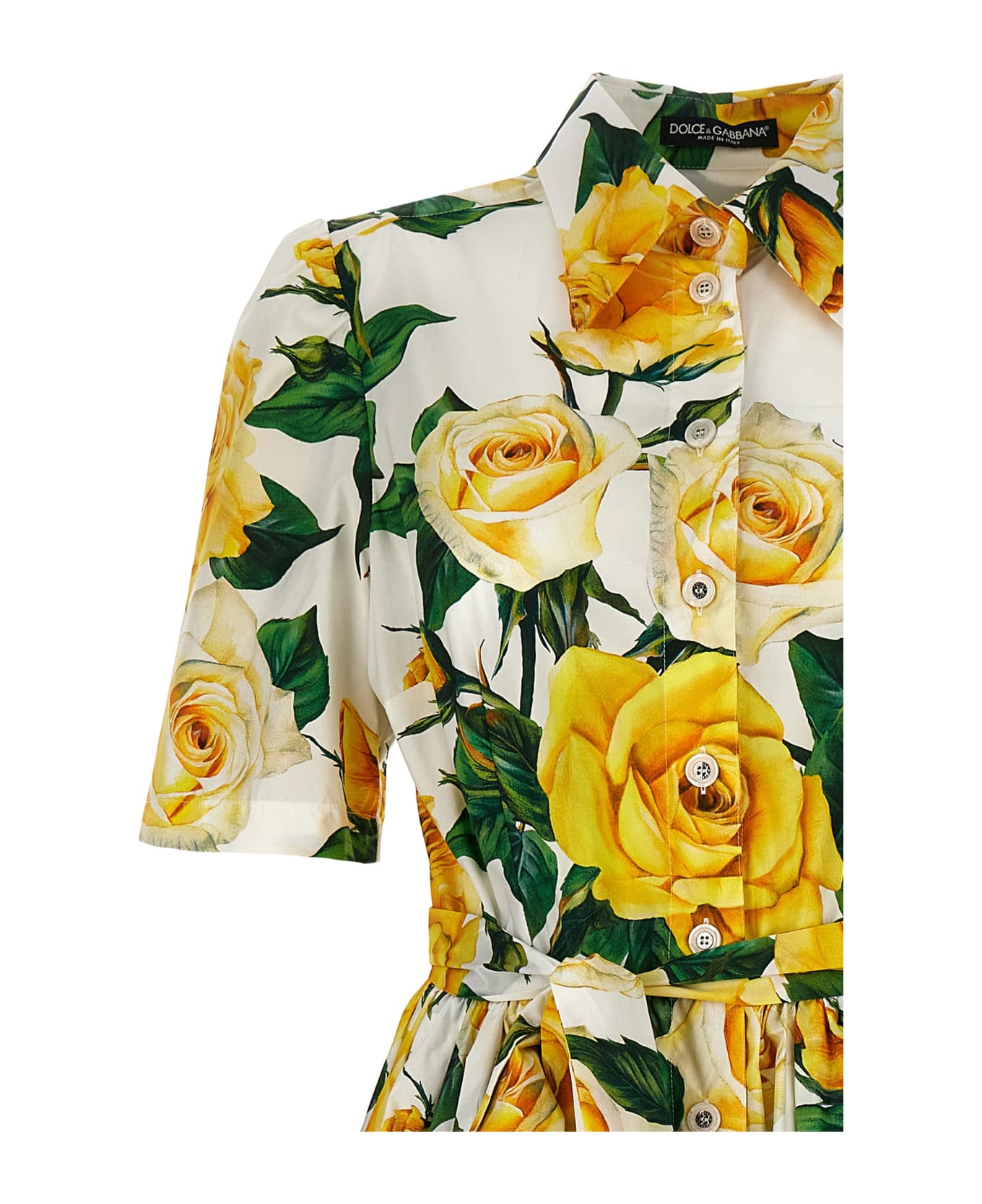 Dolce & Gabbana Rose Printed Midi Shirt Dress - Multicolor