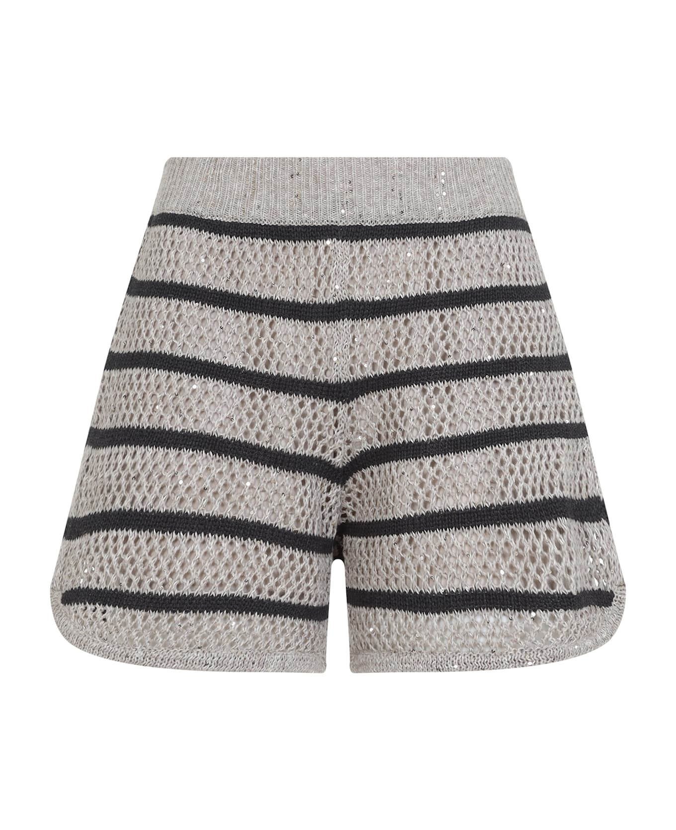Brunello Cucinelli Striped Knit Bermuda - Beige Freddo