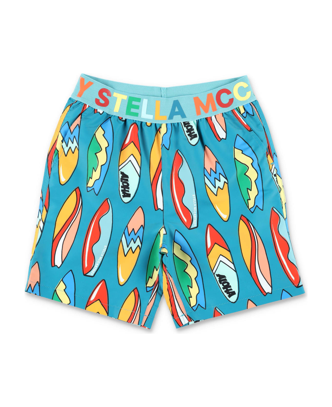 Stella McCartney Kids Swim-board Printed Swim Shorts - BLUE