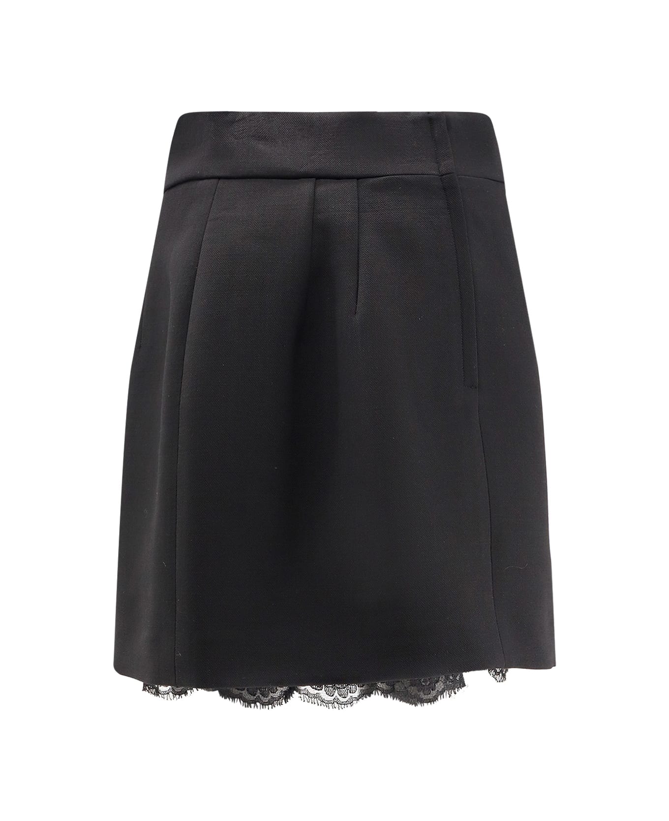 Dolce 
Gabbana Virgin Wool Miniskirt With Lace Detail - Black