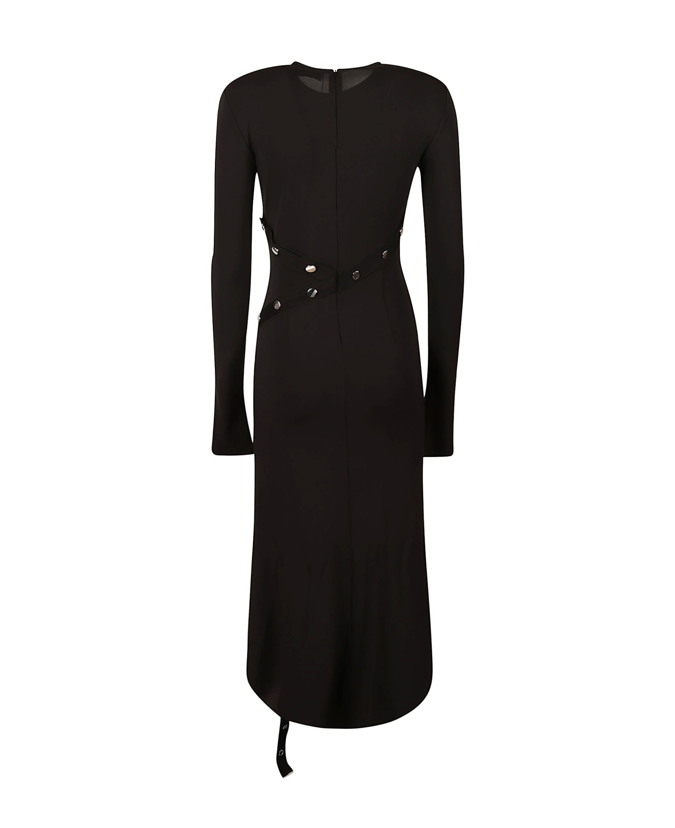 The Attico Studded Asymmetric Midi Dress - Black