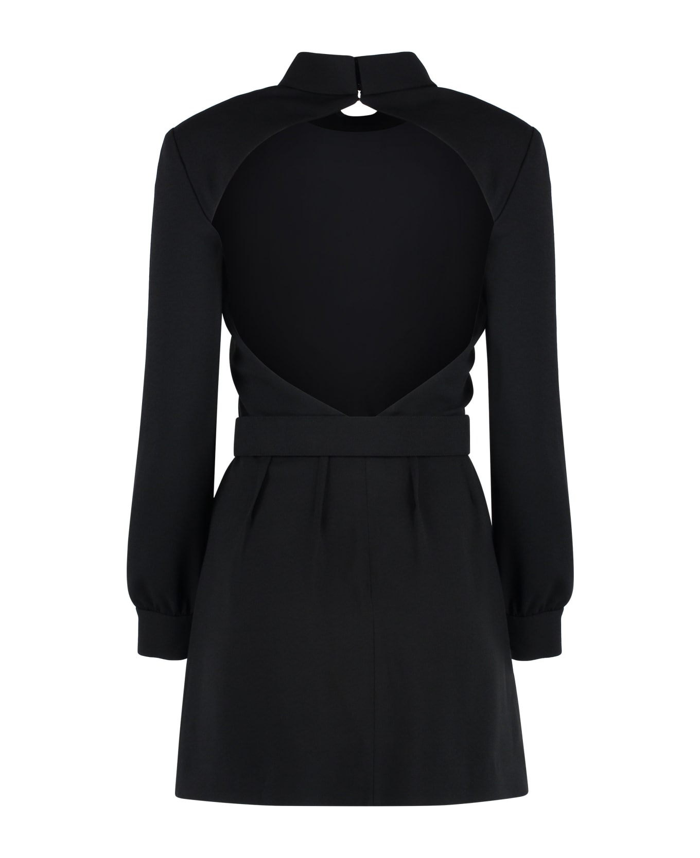 Saint Laurent Belted Crepe Dress - BLACK