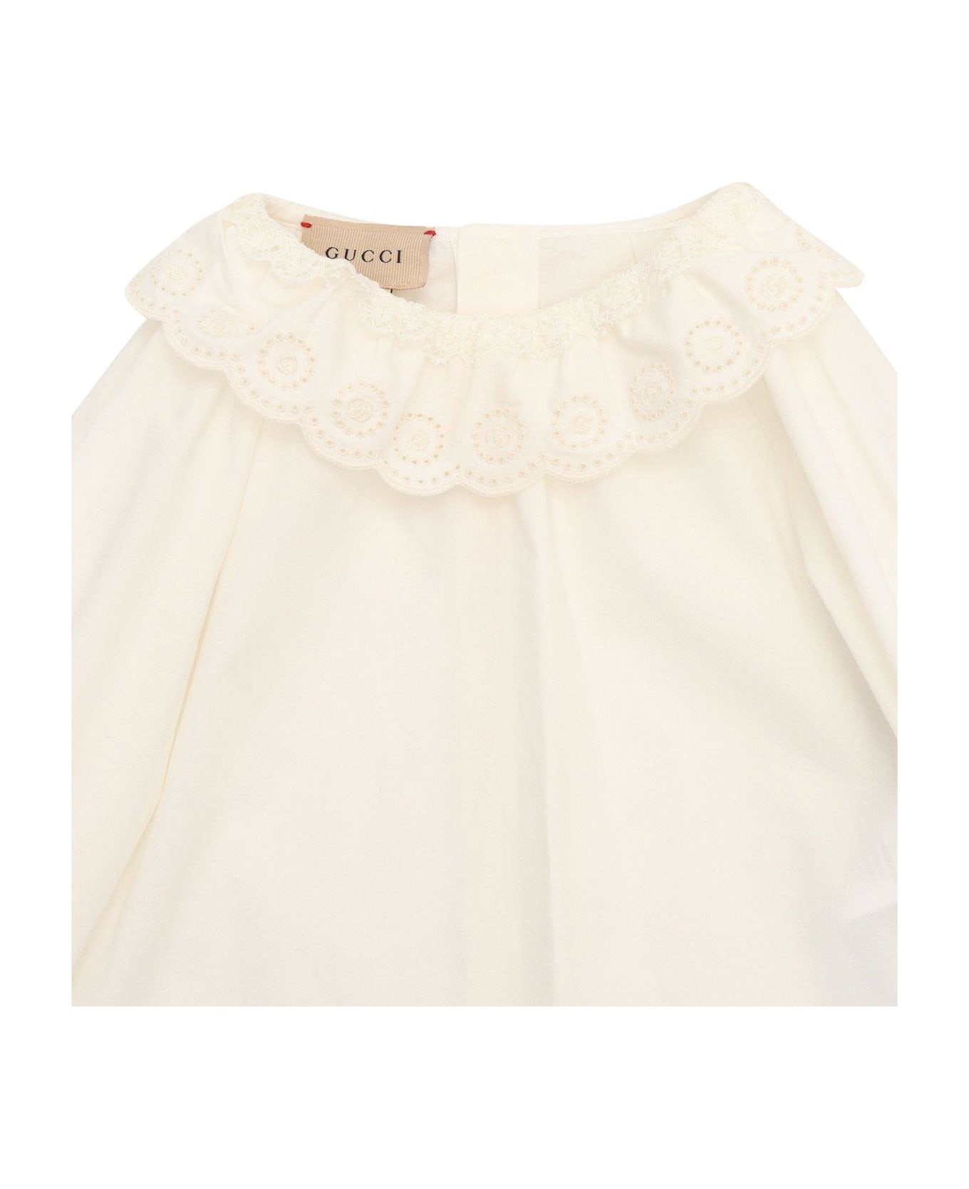 Gucci Lace Detailed Straight Hem Shirt - Bianco