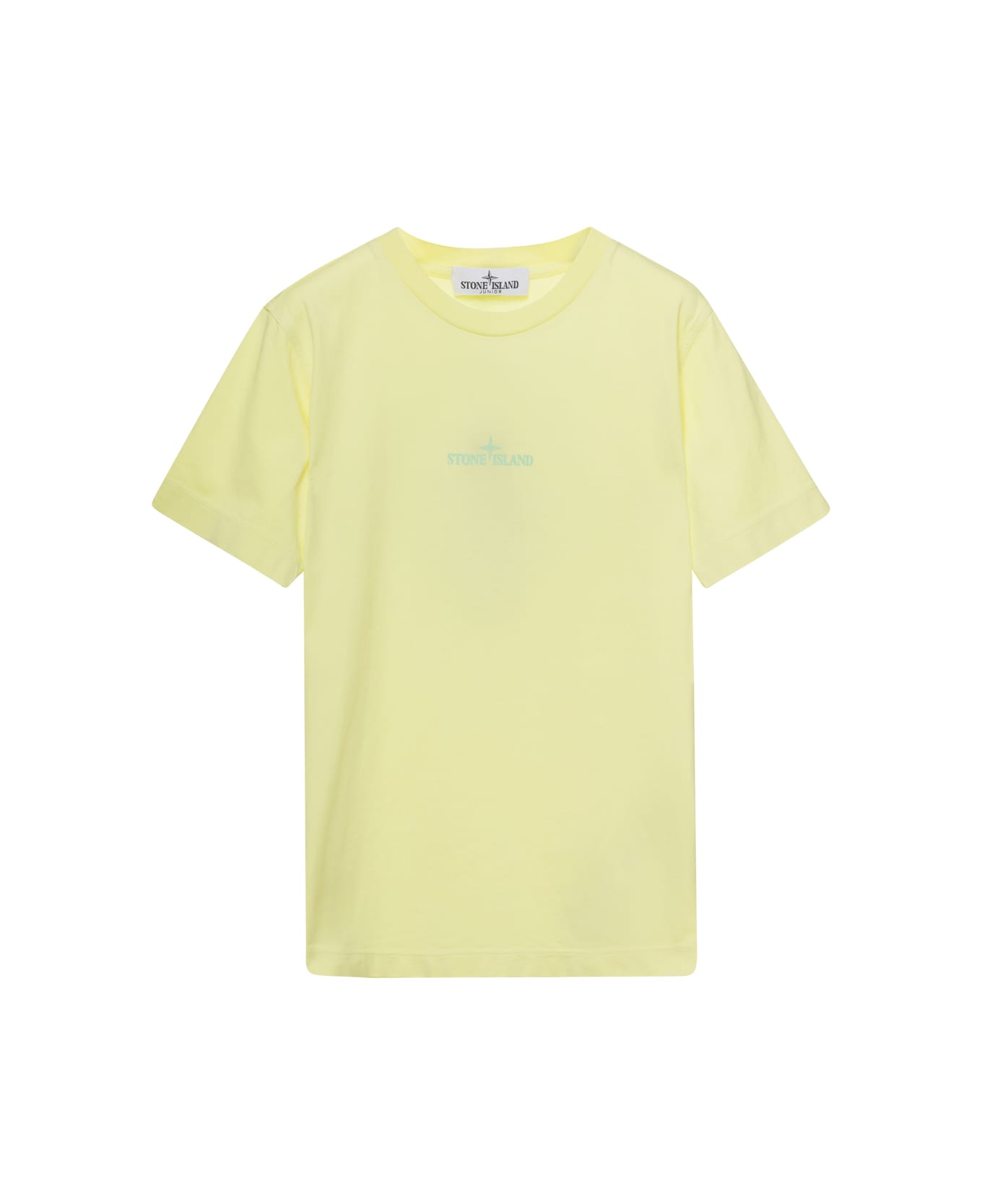 Stone Island Junior Crewneck T-shirt With Logo Print In Yellow Cotton Boy - Yellow