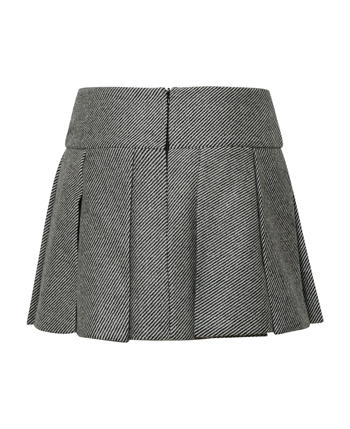 Patou Two-tone Virgin Wool Skirt - Grey