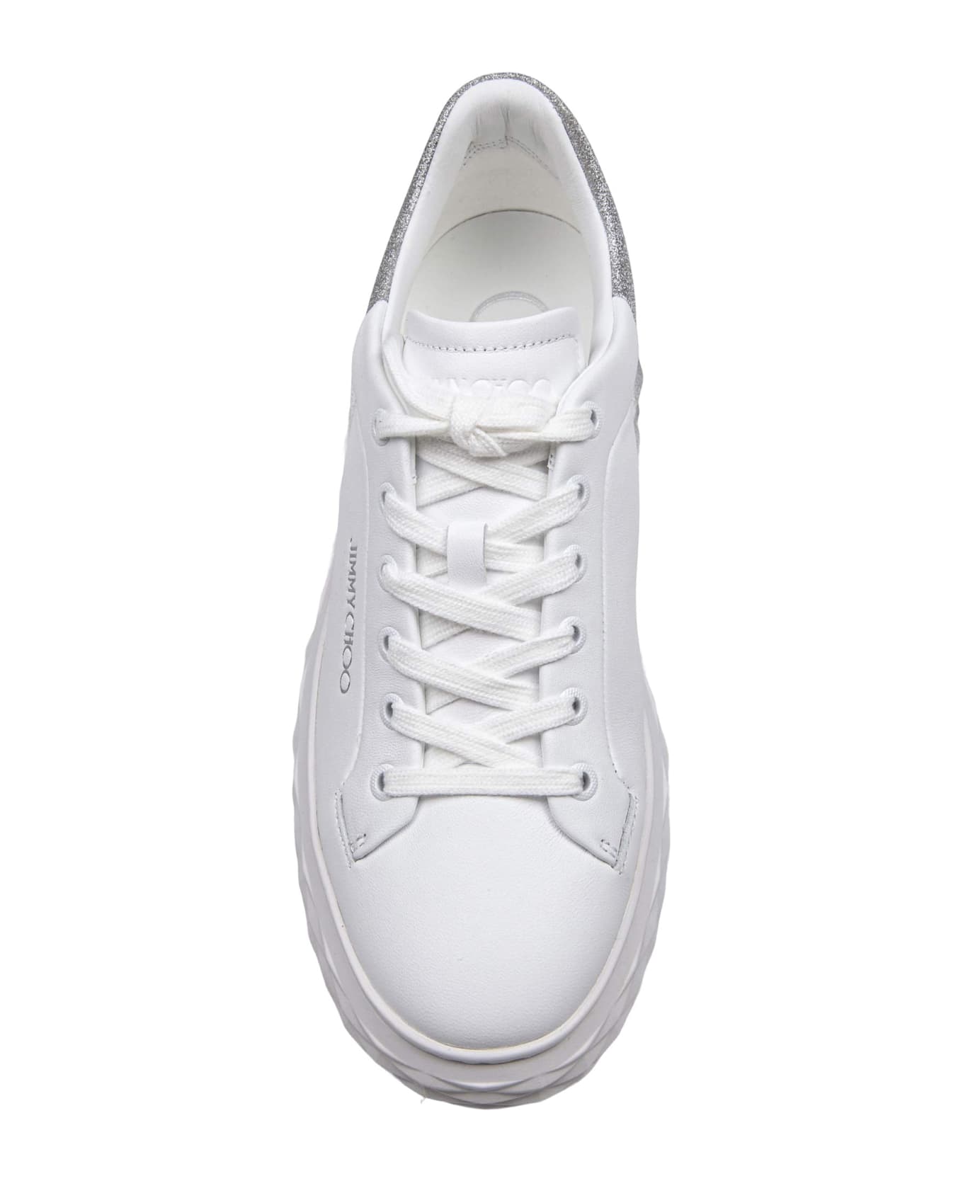 Jimmy Choo White Leather Sneakers With Glitter Degrade
 - White/Silver