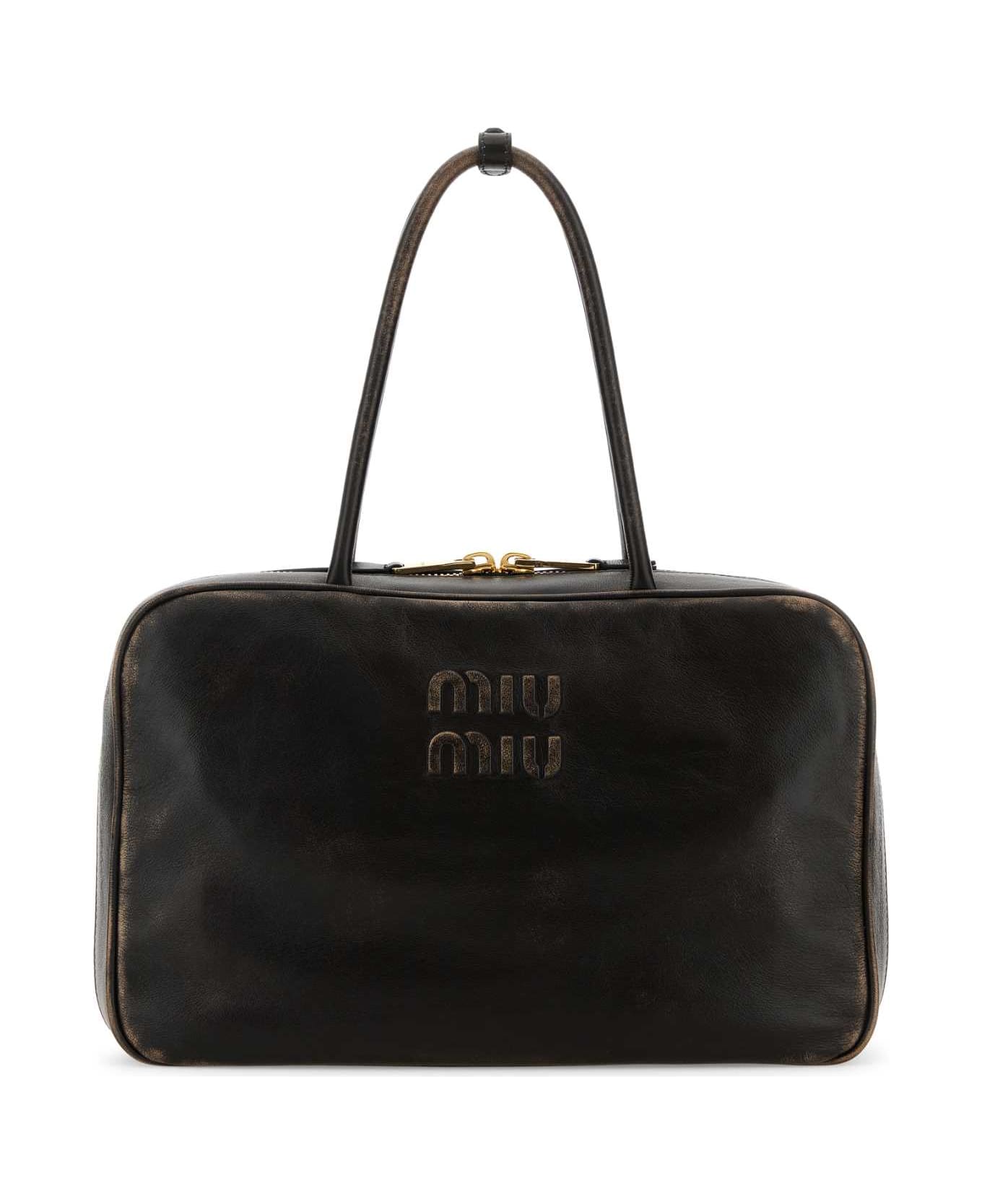 Miu Miu Dark Brown Leather Handbag - CAFFE