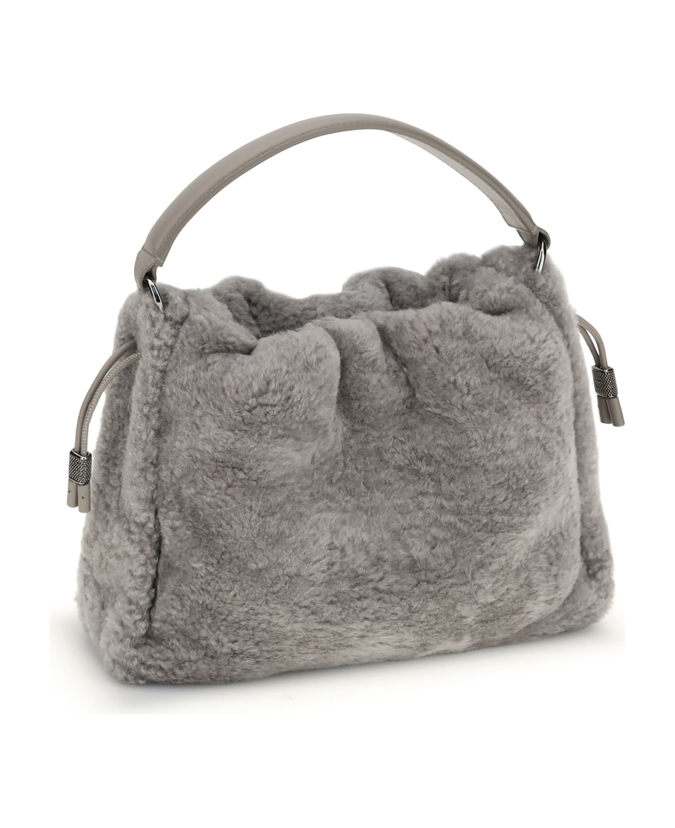 Brunello Cucinelli Small Shearling Mellow Shoulder Bag