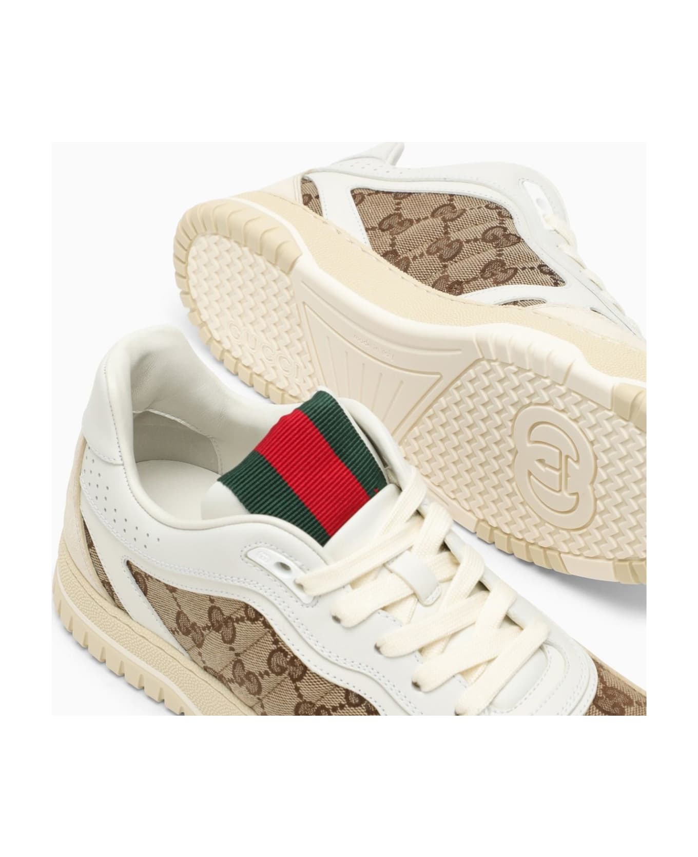 Gucci Re-web Sneaker In Ivory\/beige\/ebony Gg Fabric - IVOBEEBGWGWG