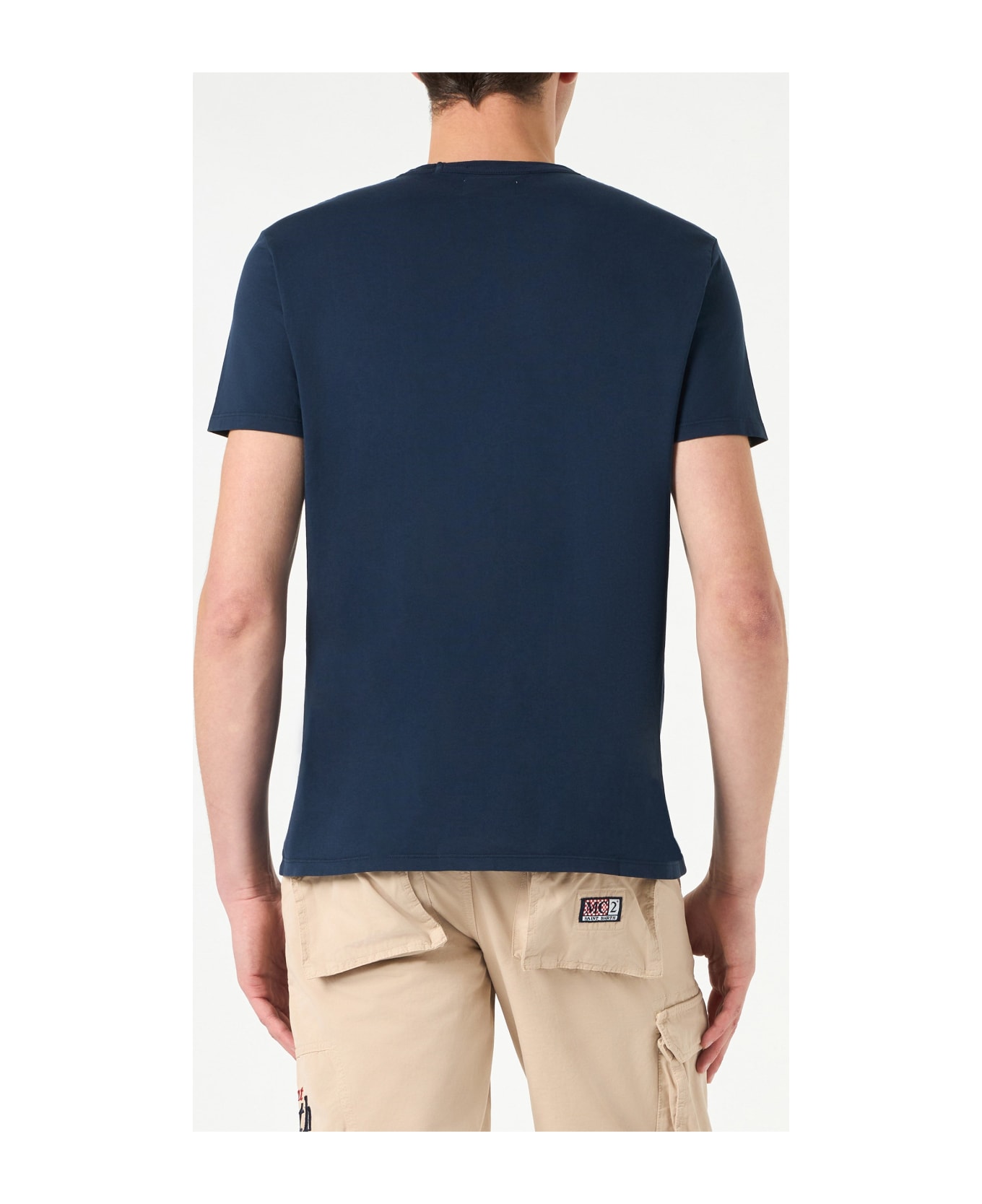 MC2 Saint Barth Garment Dyed Blue Man T-shirt - BLUE
