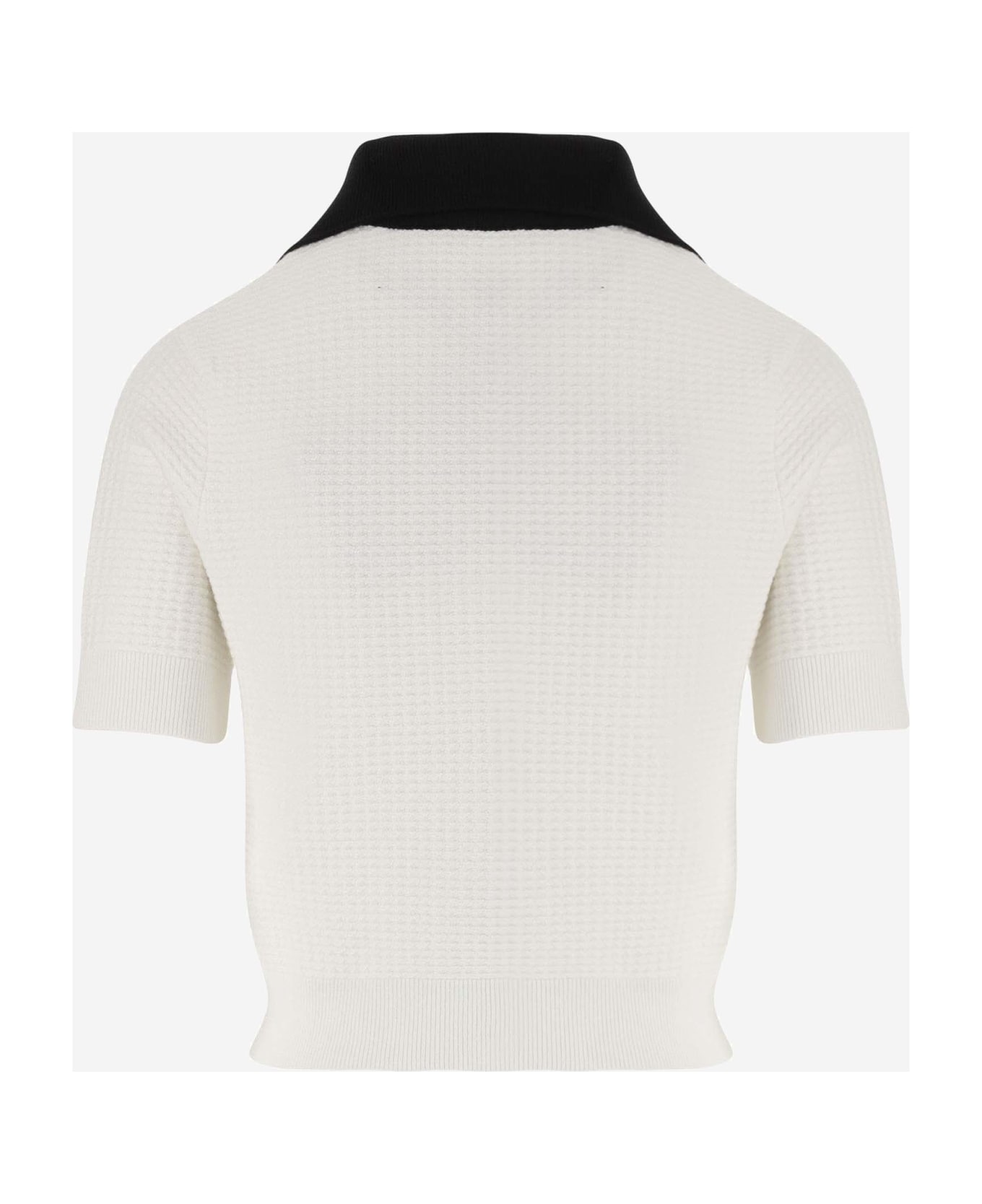 Patou Stretch Viscose Polo Shirt - White ニットウェア