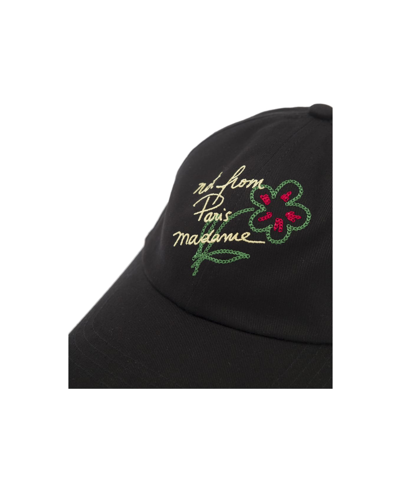 Drôle de Monsieur Black Baseball Cap With Logo Embroidery In Cotton Man - Black