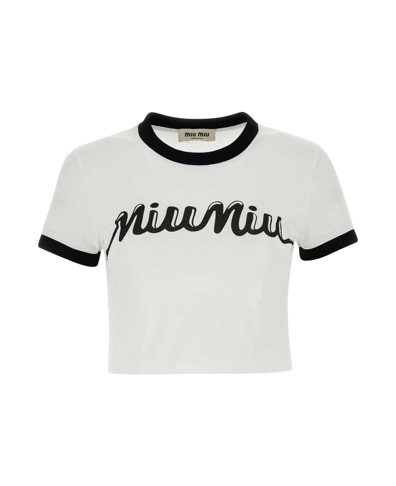 Miu Miu White Cotton T-shirt - BIANCONERO