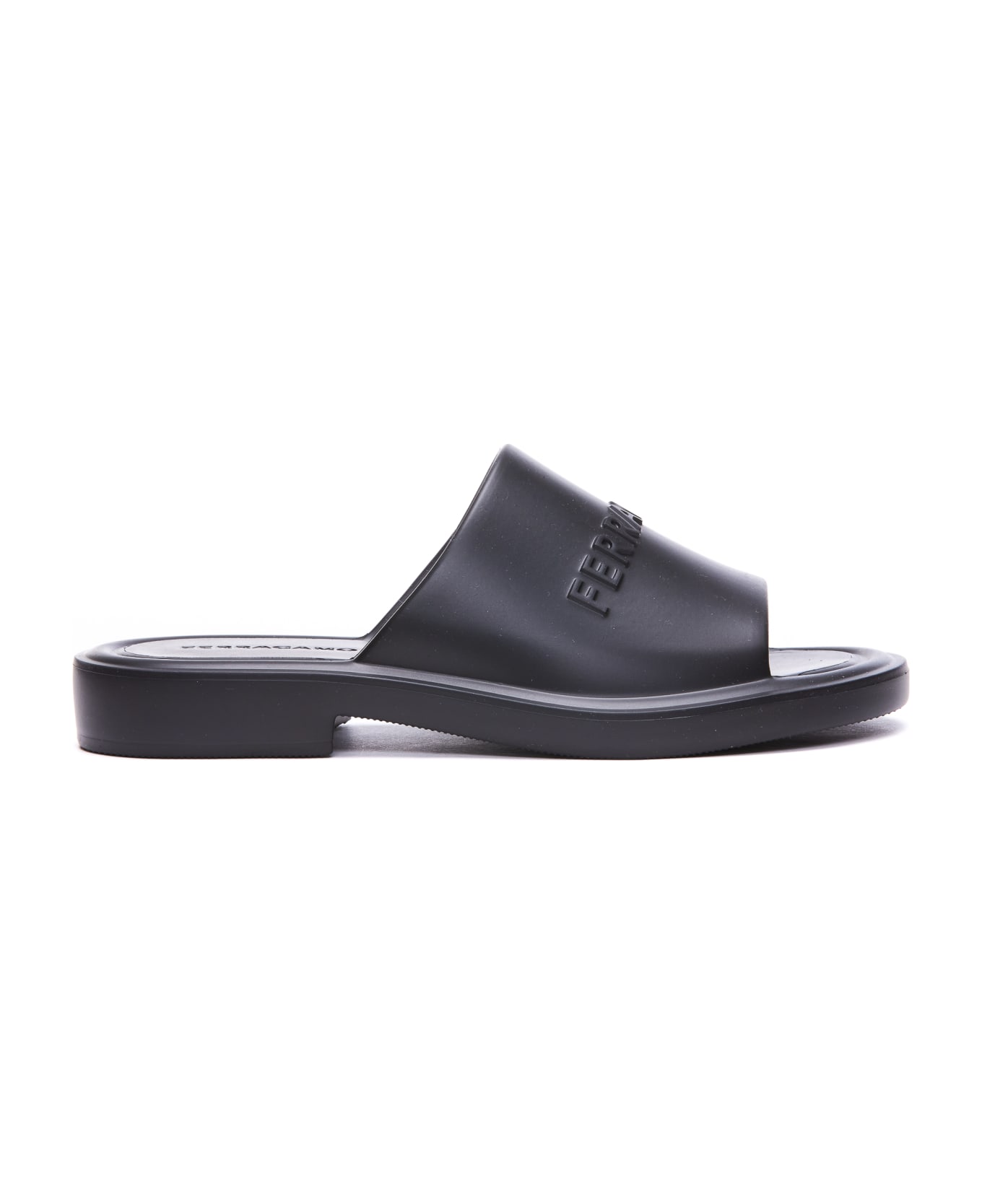 Ferragamo Logo Flat Sandals - Black サンダル