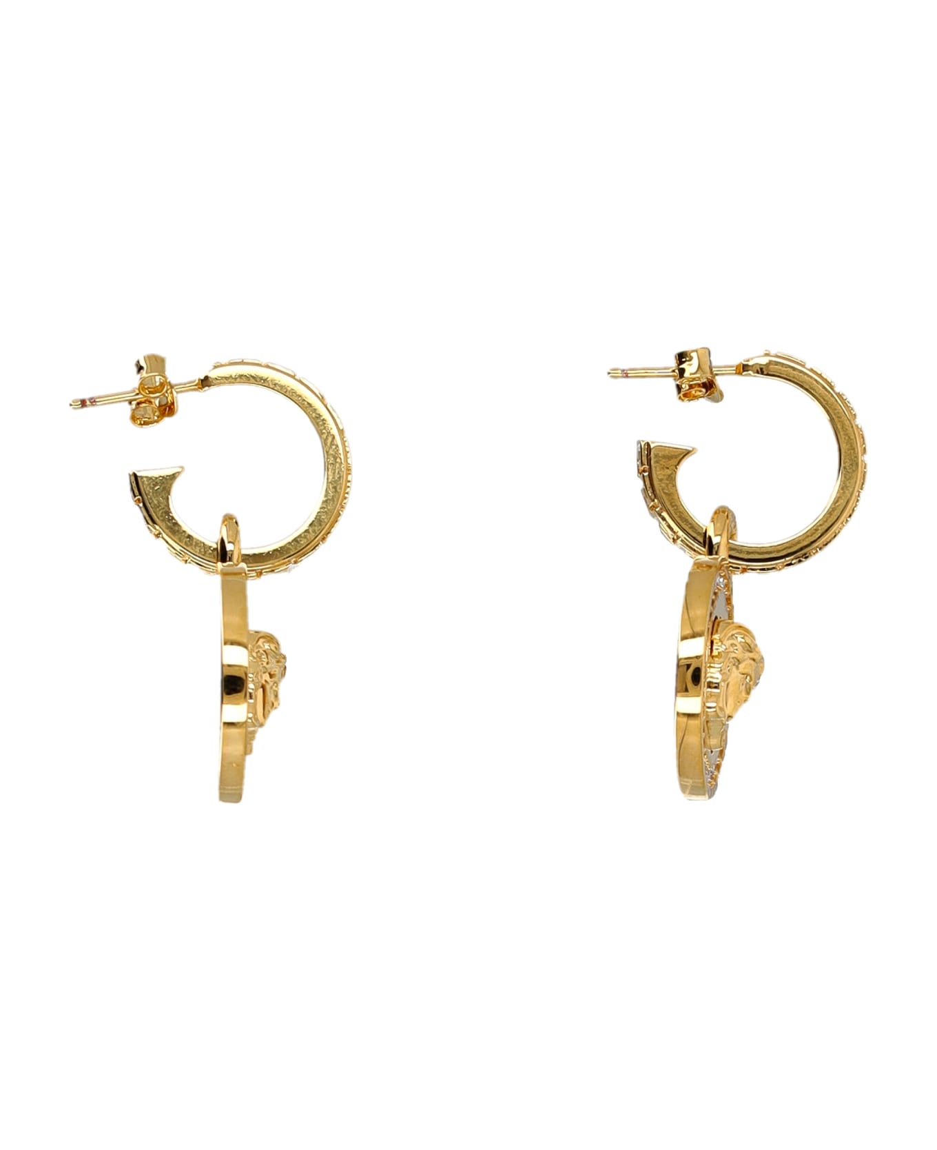 Versace Crystal La Medusa Greca Earrings - WHITE GOLD