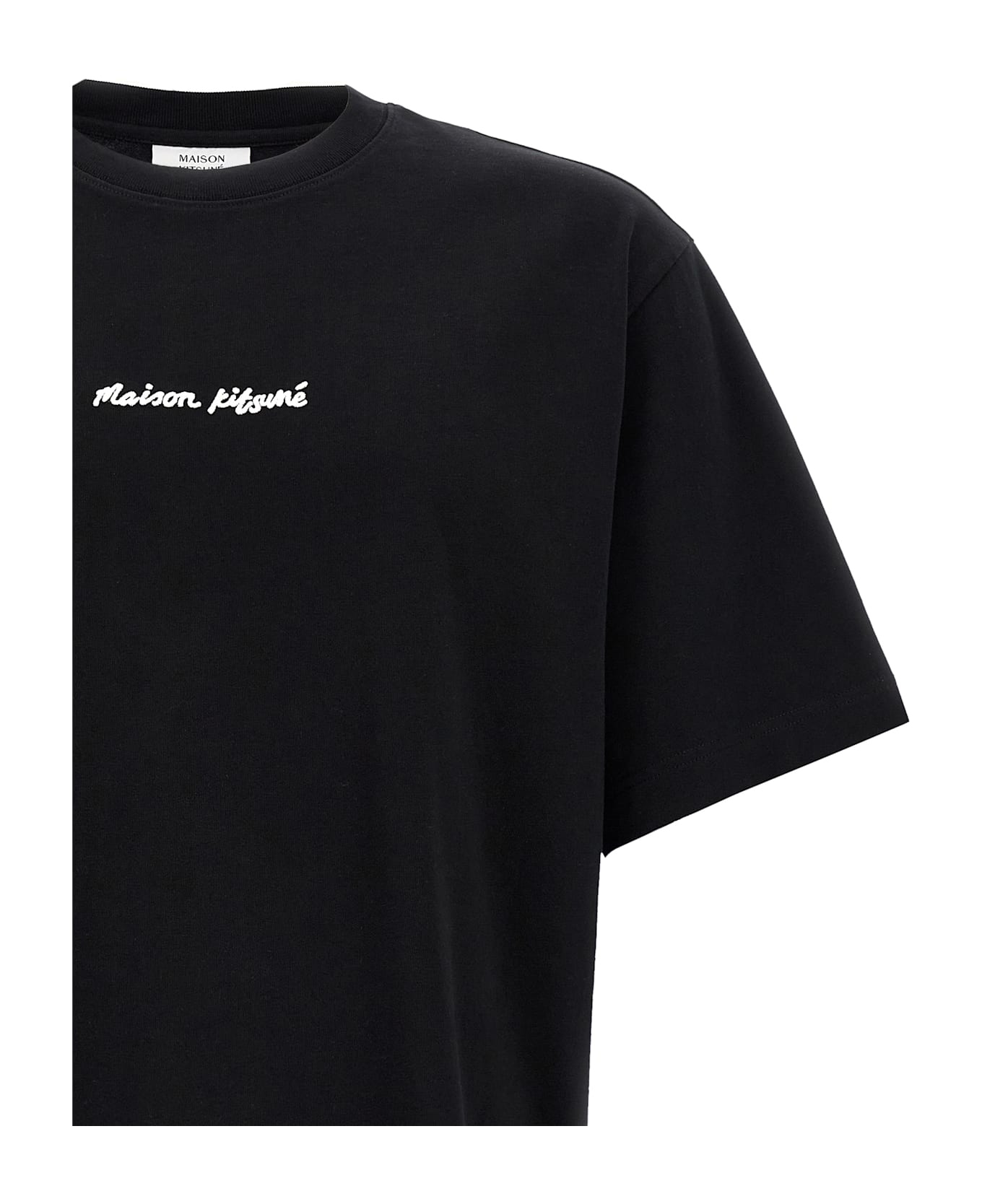 Maison Kitsuné Logo Embroidery T-shirt - Black  