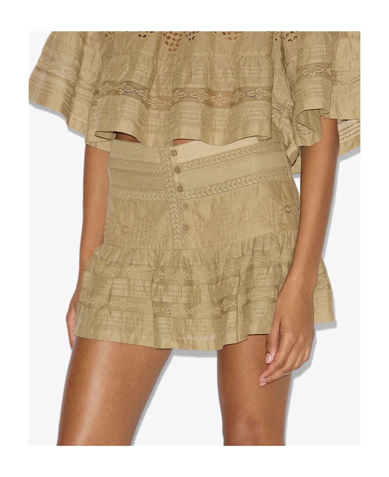 Marant Étoile Darine Elaborate Cotton Voile Mini Skirt - Green