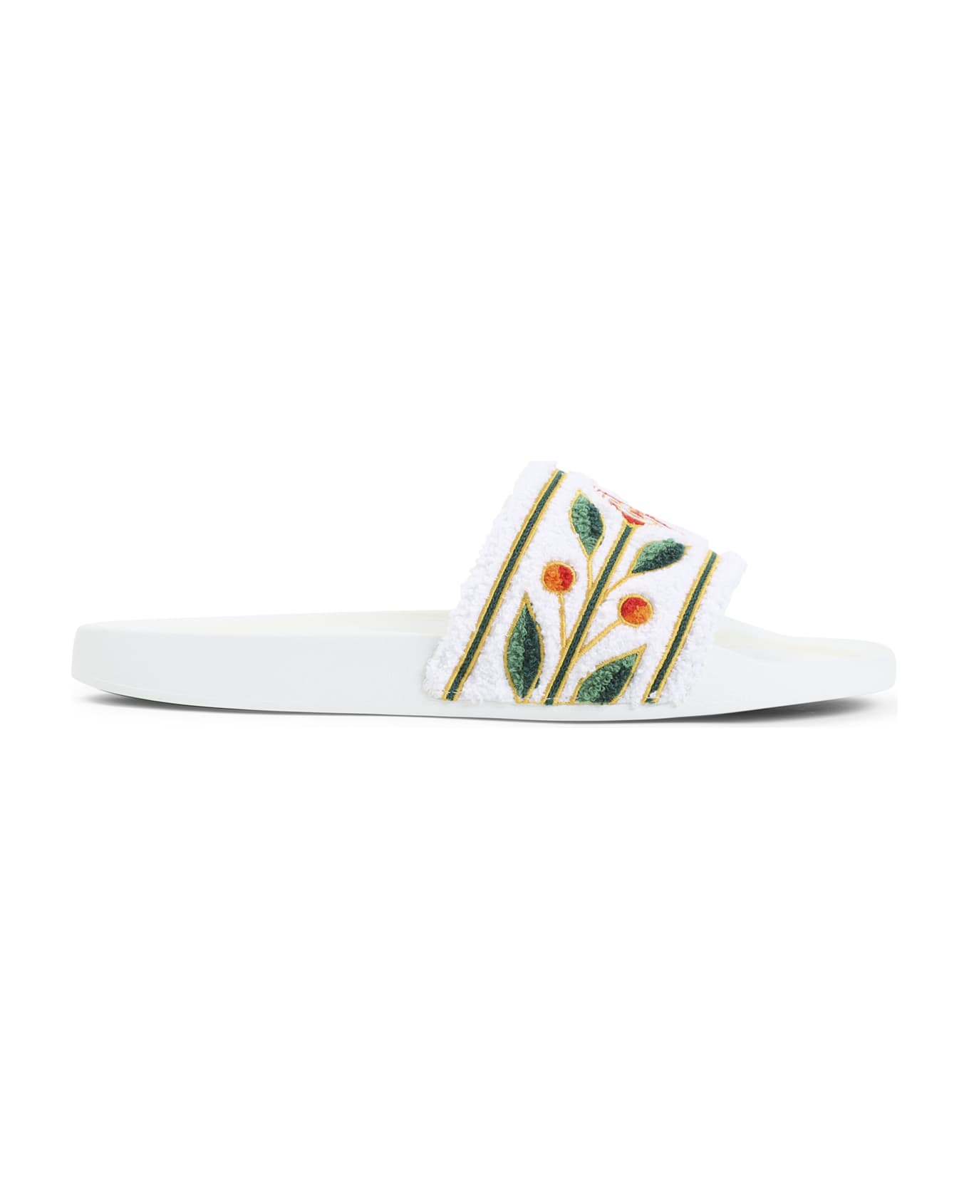 Casablanca Embroidered Terry Sandals - White