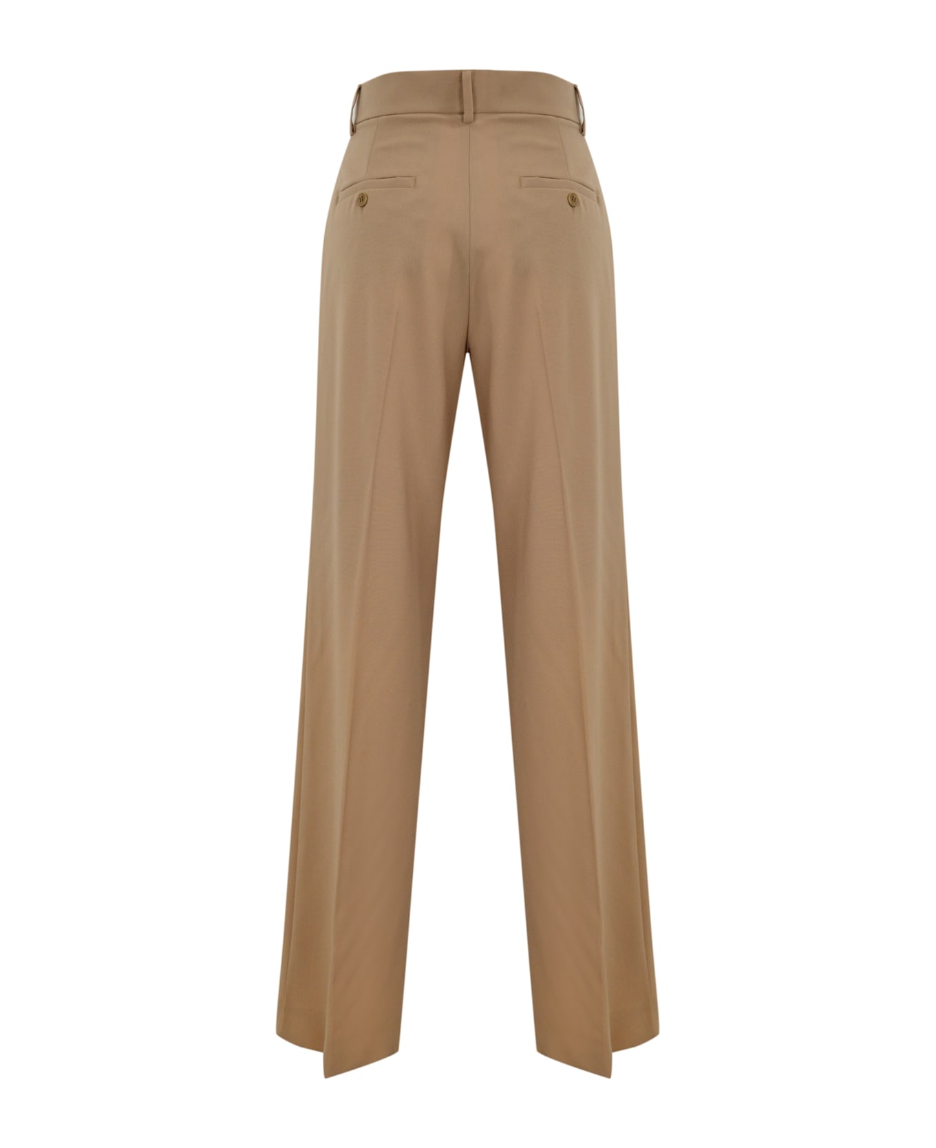 Weekend Max Mara Visual Trousers In Wool Canvas - Beige