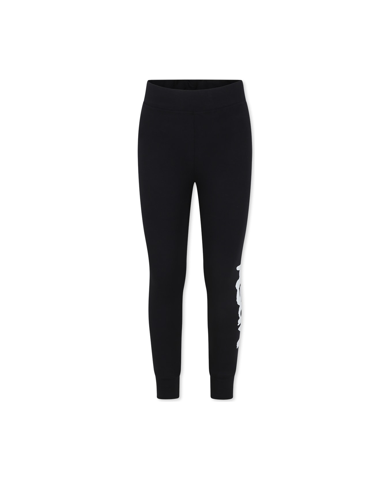 MSGM Black Leggings For Girl With Logo - Black