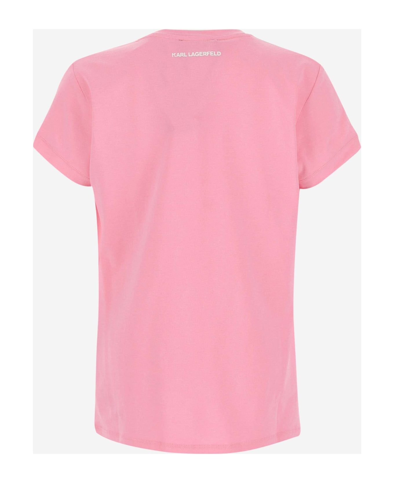 Karl Lagerfeld Cotton Blend T-shirt With Logo - Pink