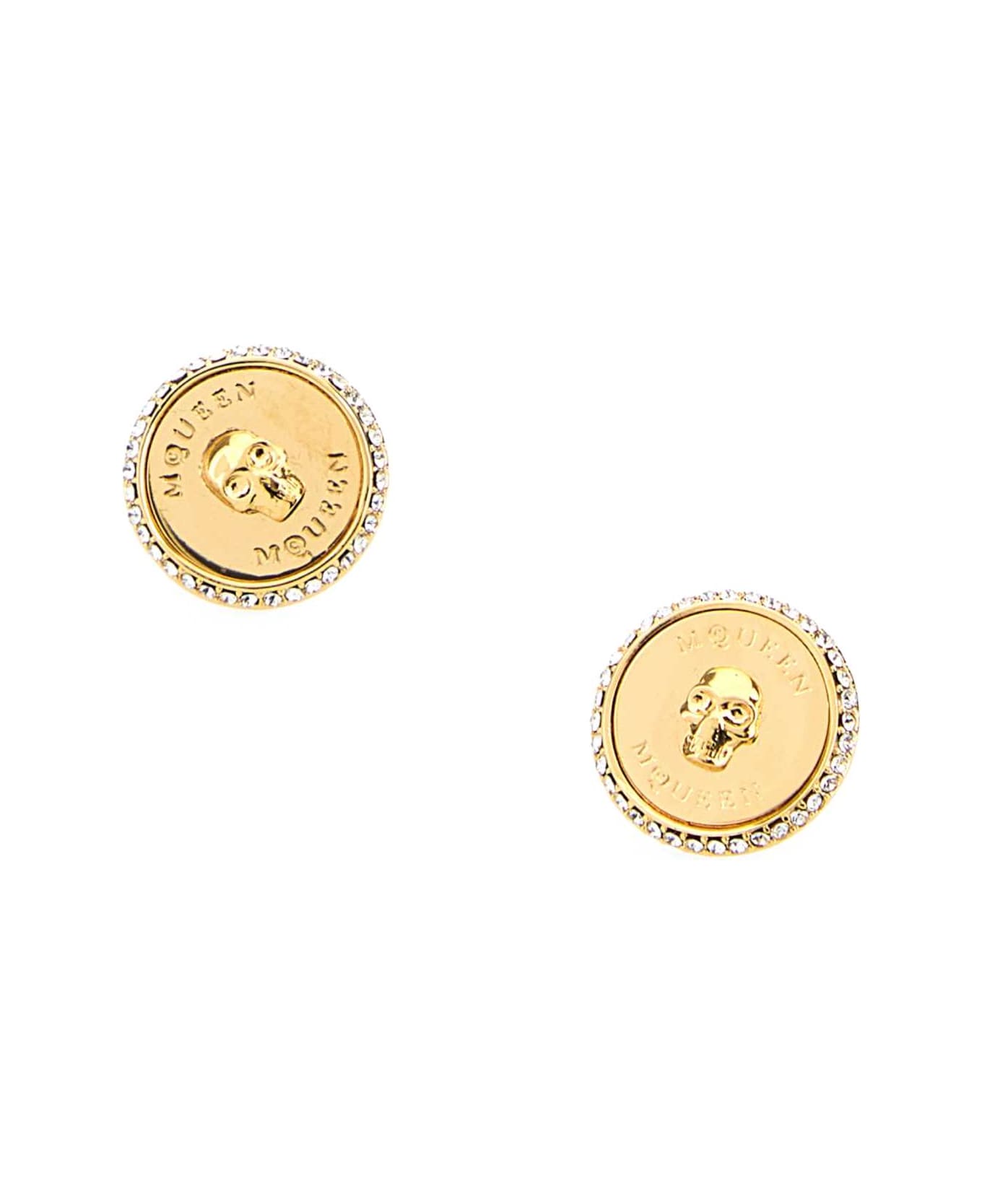 Alexander McQueen Gold Sovereign Skull Earrings - 0935+CRYSW