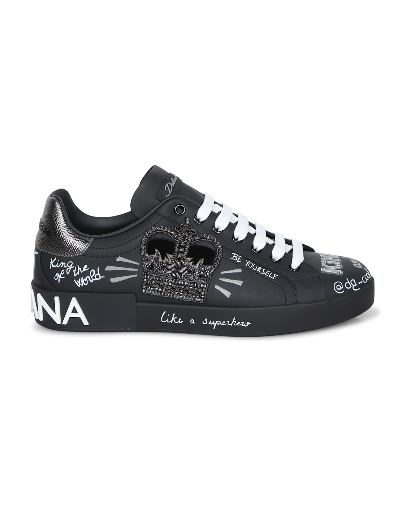Dolce 
Gabbana Portofino Black-silver Sneakers - Black / Silver