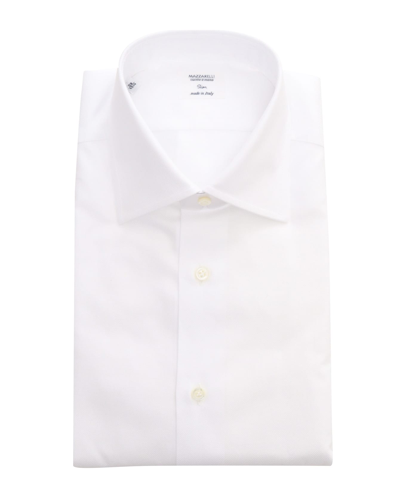 Mazzarelli White Cotton Slim Fit Shirt - WHITE