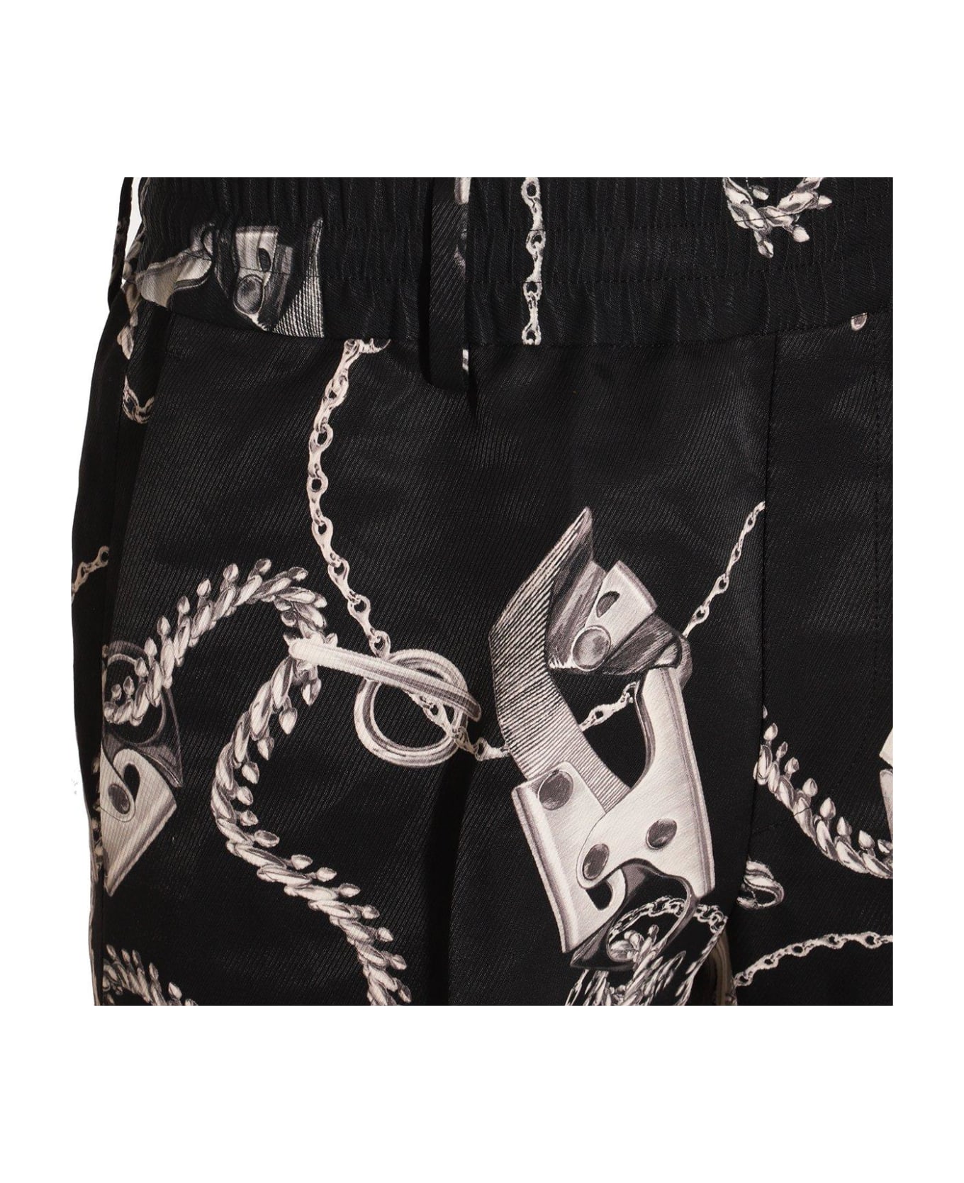 Burberry Chain Link-printed Knee-length Shorts - Black