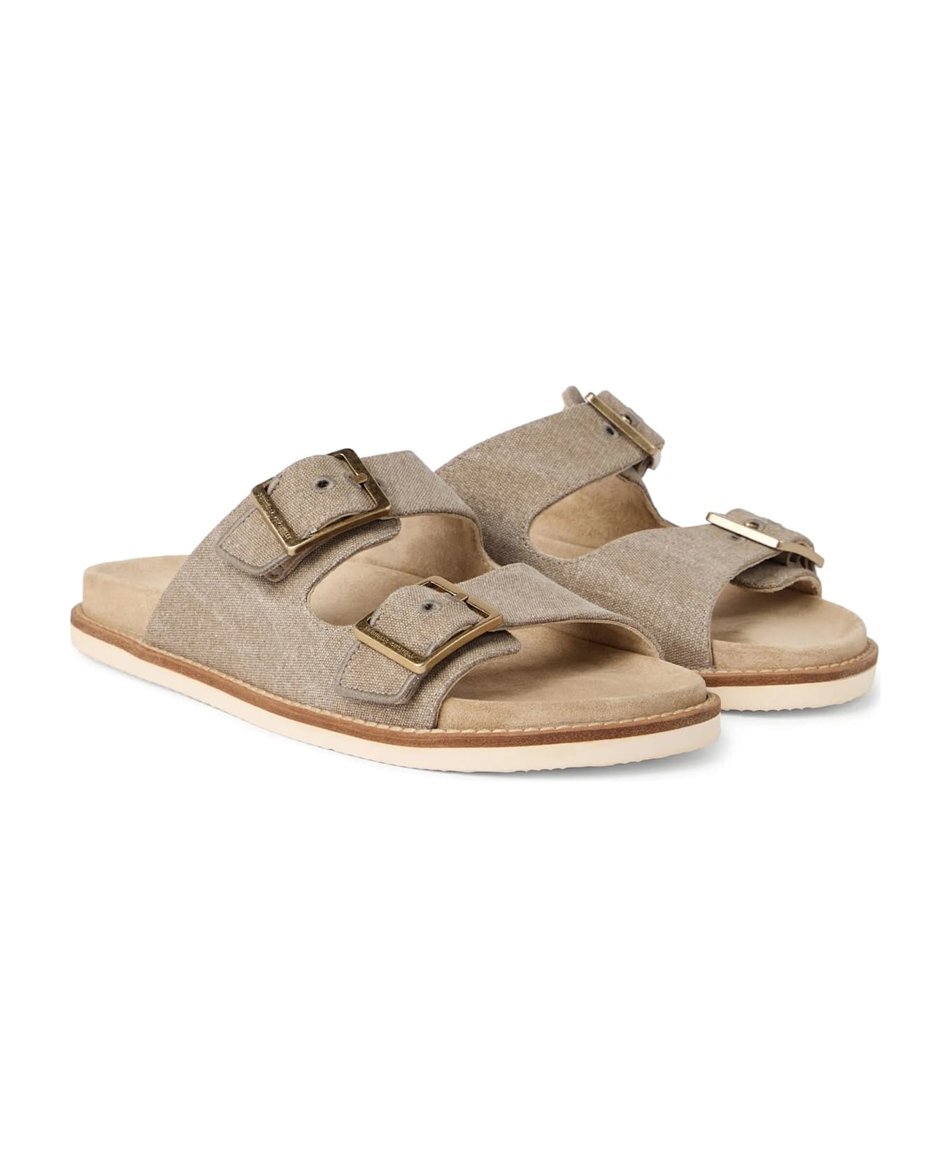 Brunello Cucinelli Suede Slides Sandals - Black