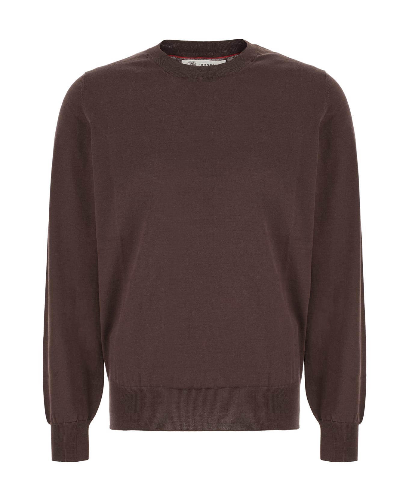Brunello Cucinelli Chocolate Cotton Sweater - TESTA DI MORO ENGLISH WHITE